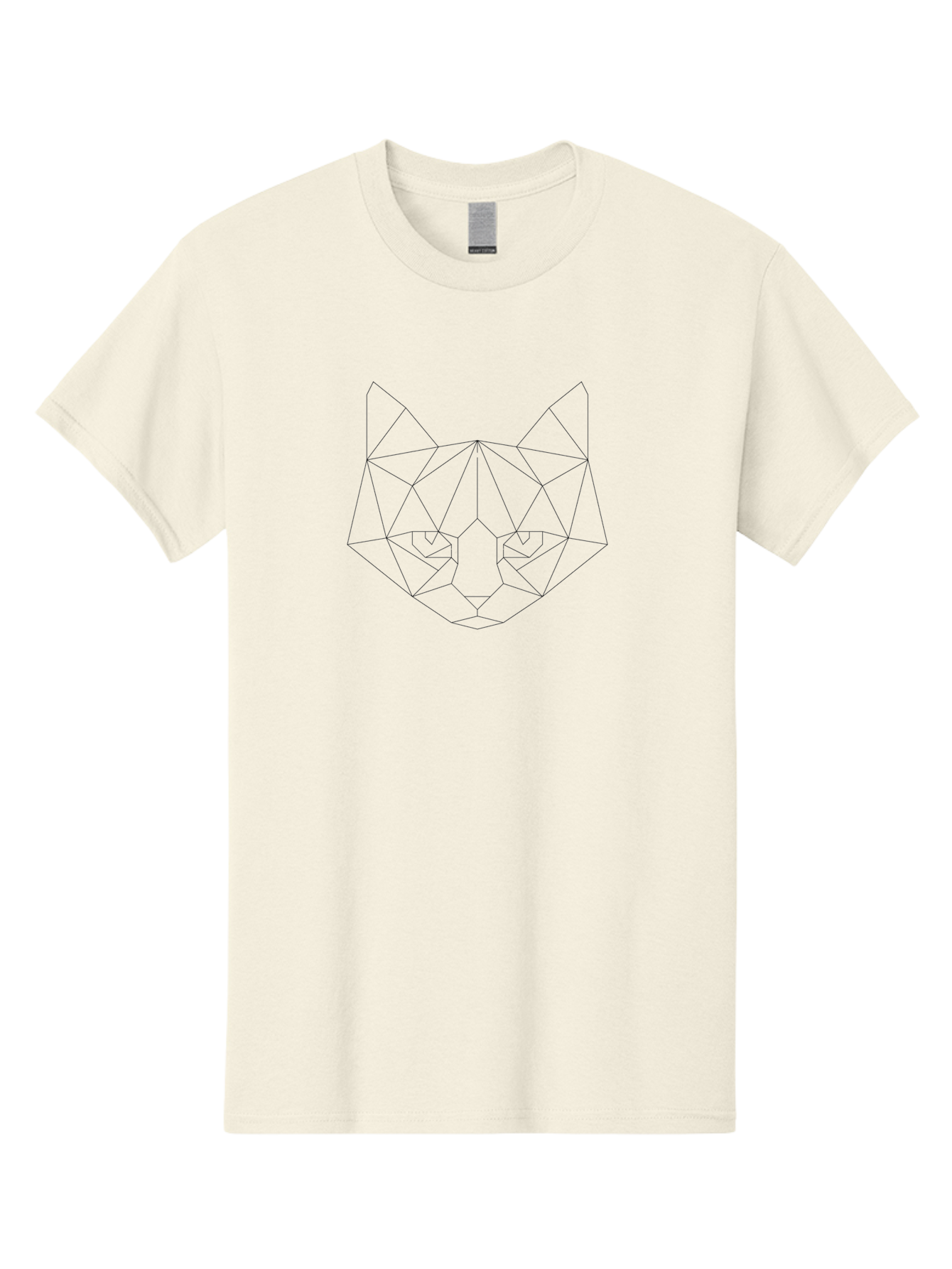Geometric-Cat-Face-1 Men'S Graphic Tee, 100% Cotton, Comfortable Casual Summer Wear, Machine Washable, Geometric Cat Face, Black Outline, Minimalist Design, Simple Shapes, Digital Art, Modern Cat Illustration, Low Poly Art, Cat Portrait -  Aaa688
