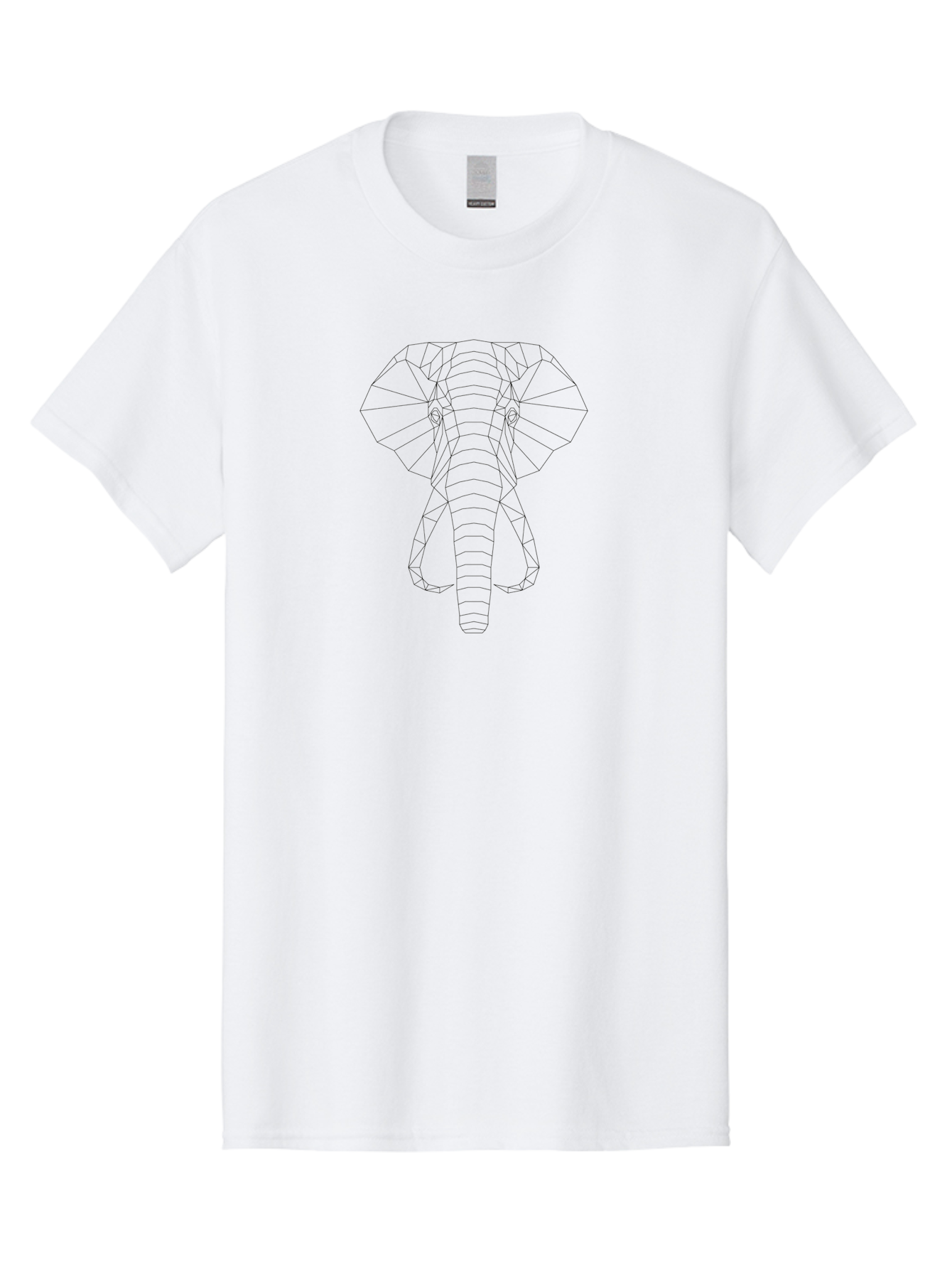 Geometric-Elephant-Head-1 Men'S Graphic Tee, 100% Cotton, Comfortable Casual Summer Wear, Machine Washable, Geometric Elephant Head, Low Poly Art, Minimalist Design, Black And White, Simple Shapes, Stylized Elephant, Modern Illustration, -  Aaa694
