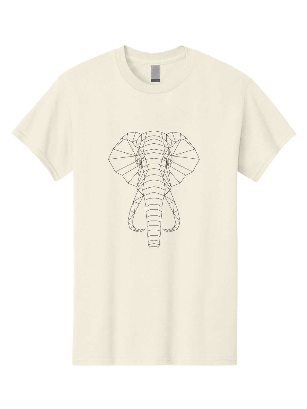 Geometric-Elephant-Head Men'S Graphic Tee, 100% Cotton, Comfortable Casual Summer Wear, Machine Washable, Geometric Elephant, Wireframe Art, Minimalist Design, Abstract Animal, Low Poly, Modern Illustration, Stylized Wildlife, -  Aaa695