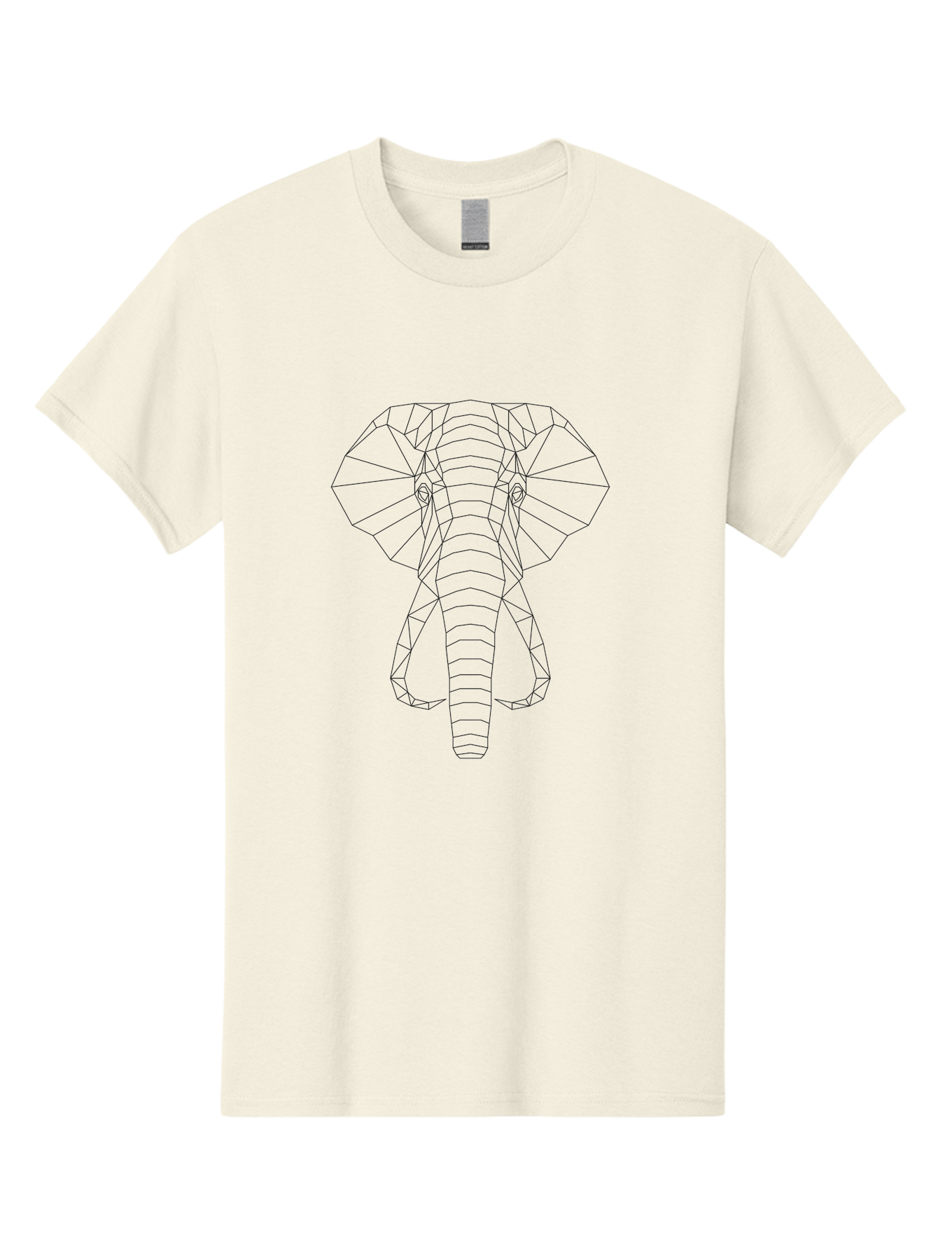 Geometric-Elephant-Head Men'S Graphic Tee, 100% Cotton, Comfortable Casual Summer Wear, Machine Washable, Geometric Elephant, Wireframe Art, Minimalist Design, Abstract Animal, Low Poly, Modern Illustration, Stylized Wildlife, -  Aaa695