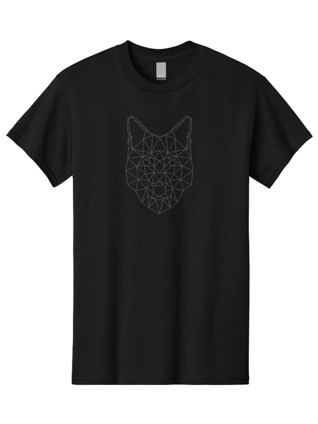 Geometric-Wolf-Head-2 Men'S Graphic Tee, 100% Cotton, Comfortable Casual Summer Wear, Machine Washable, Geometric Wolf, Wolf Head, Modern Art, Low Poly, Minimalist Design, Animal Face, Futuristic Style, Polygon Art, Wireframe -  Aaa714