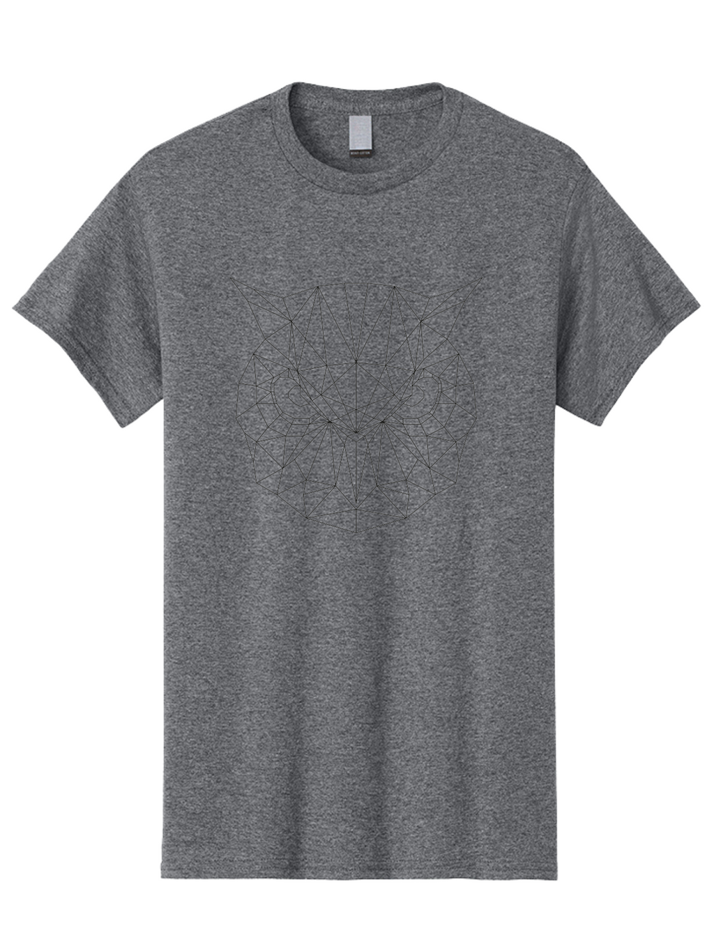 Owl-Face Men'S Graphic Tee, 100% Cotton, Comfortable Casual Summer Wear, Machine Washable, Geometric Cat Face, Low-Poly Art, Minimalist Design, Modern Graphics, Feline Features, Sharp Lines, Digital Illustration, Cat Silhouette -  Aaa731