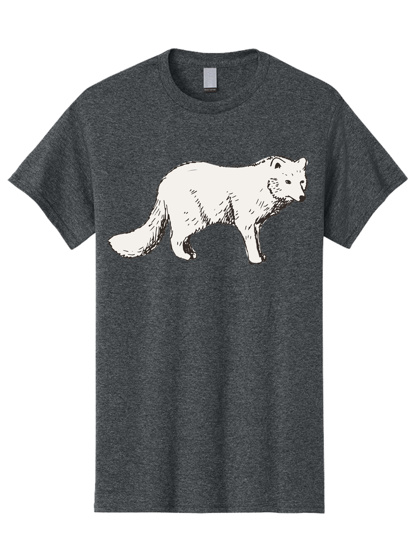 Arctic-Fox Men'S Graphic Tee, 100% Cotton, Comfortable Casual Summer Wear, Machine Washable, Arctic Fox, White Fur, Wild Animal, Wildlife Illustration, Cartoon Style, Simple Lines, Hand-Drawn, Furry Texture, Animal Portrait -  Aaa741