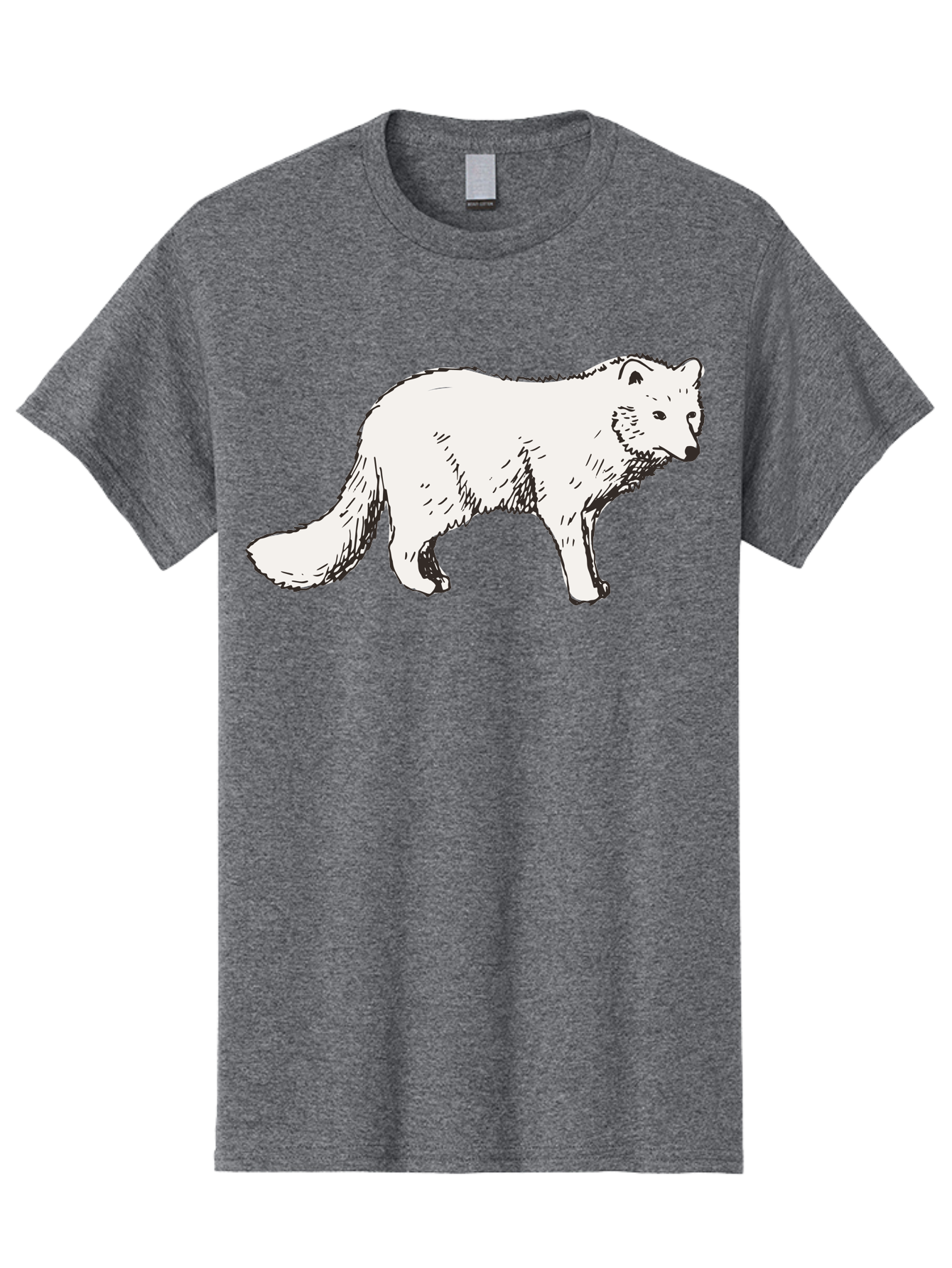 Arctic-Fox Men'S Graphic Tee, 100% Cotton, Comfortable Casual Summer Wear, Machine Washable, Arctic Fox, White Fur, Wild Animal, Wildlife Illustration, Cartoon Style, Simple Lines, Hand-Drawn, Furry Texture, Animal Portrait -  Aaa741