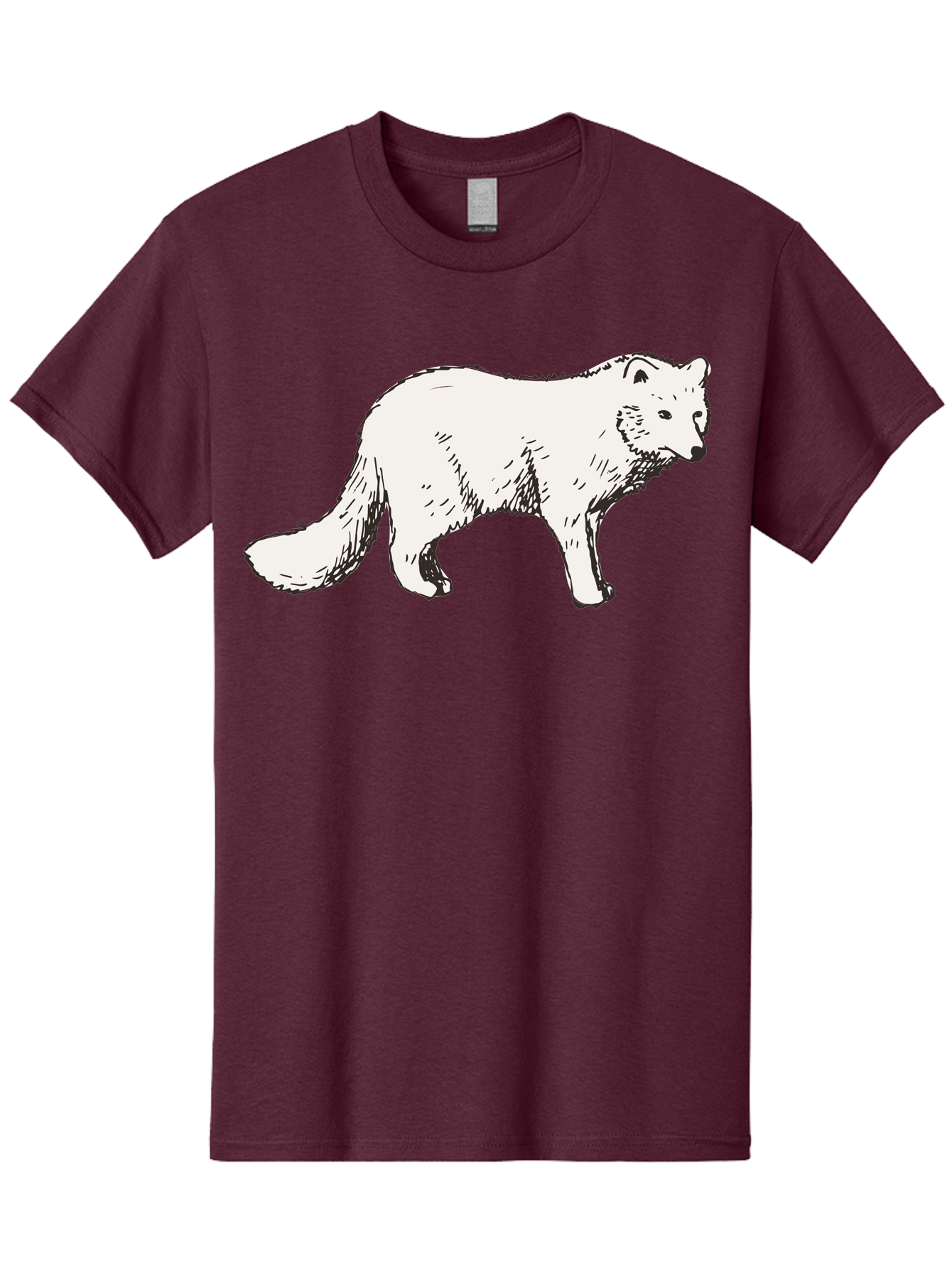 Arctic-Fox Men'S Graphic Tee, 100% Cotton, Comfortable Casual Summer Wear, Machine Washable, Arctic Fox, White Fur, Wild Animal, Wildlife Illustration, Cartoon Style, Simple Lines, Hand-Drawn, Furry Texture, Animal Portrait -  Aaa741