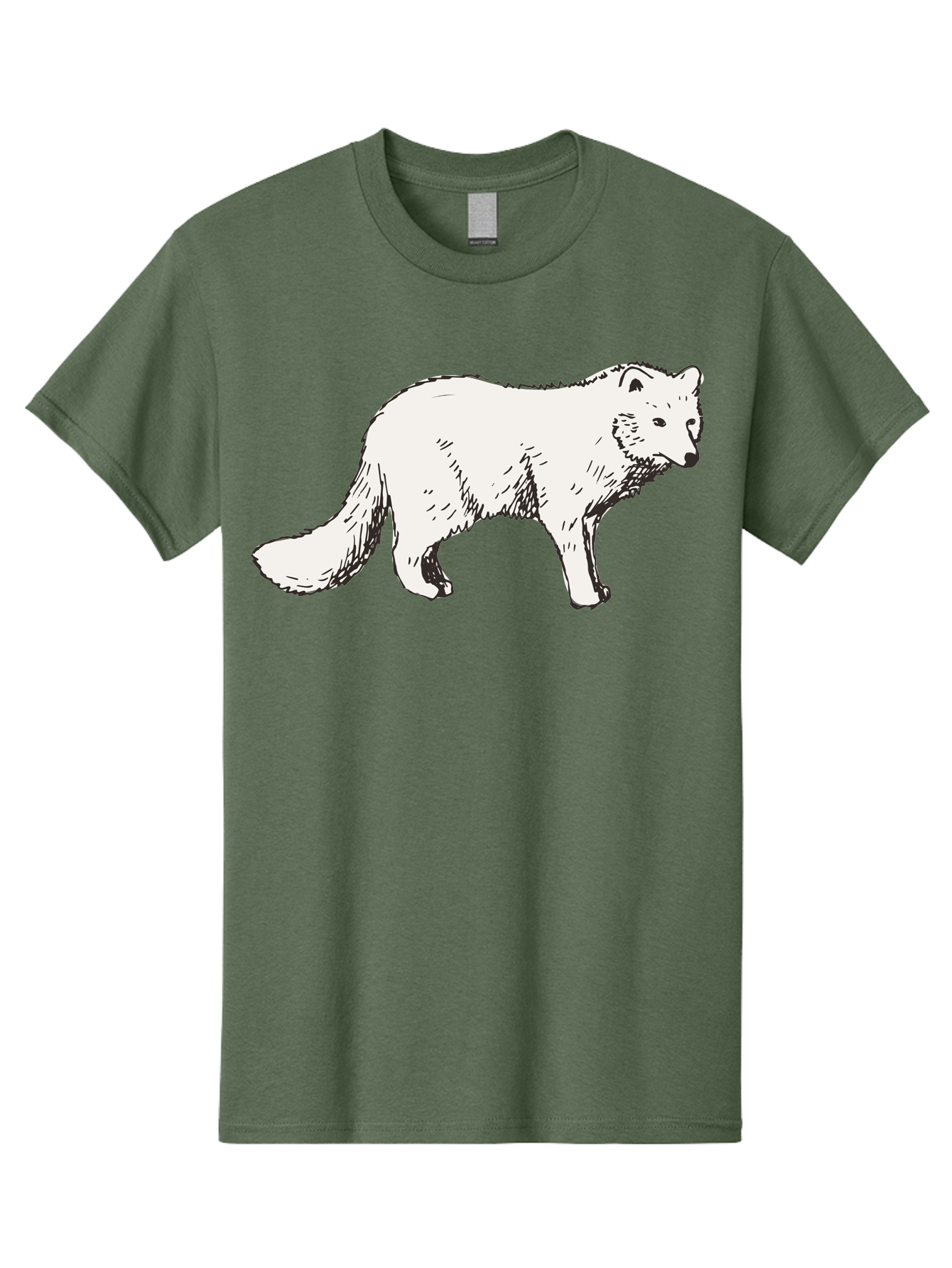 Arctic-Fox Men'S Graphic Tee, 100% Cotton, Comfortable Casual Summer Wear, Machine Washable, Arctic Fox, White Fur, Wild Animal, Wildlife Illustration, Cartoon Style, Simple Lines, Hand-Drawn, Furry Texture, Animal Portrait -  Aaa741