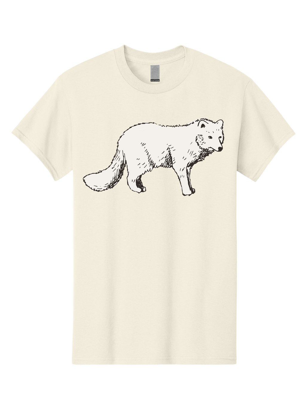 Arctic-Fox Men'S Graphic Tee, 100% Cotton, Comfortable Casual Summer Wear, Machine Washable, Arctic Fox, White Fur, Wild Animal, Wildlife Illustration, Cartoon Style, Simple Lines, Hand-Drawn, Furry Texture, Animal Portrait -  Aaa741