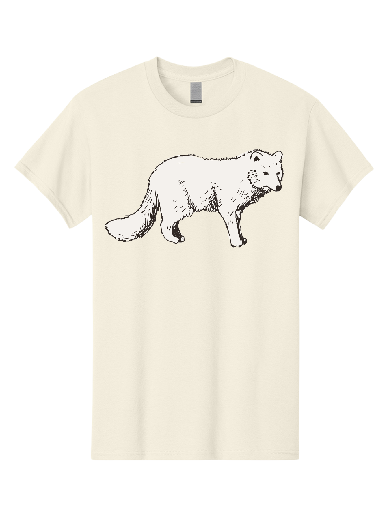 Arctic-Fox Men'S Graphic Tee, 100% Cotton, Comfortable Casual Summer Wear, Machine Washable, Arctic Fox, White Fur, Wild Animal, Wildlife Illustration, Cartoon Style, Simple Lines, Hand-Drawn, Furry Texture, Animal Portrait -  Aaa741
