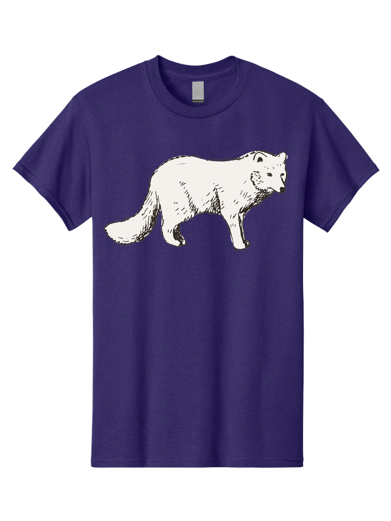 Arctic-Fox Men'S Graphic Tee, 100% Cotton, Comfortable Casual Summer Wear, Machine Washable, Arctic Fox, White Fur, Wild Animal, Wildlife Illustration, Cartoon Style, Simple Lines, Hand-Drawn, Furry Texture, Animal Portrait -  Aaa741