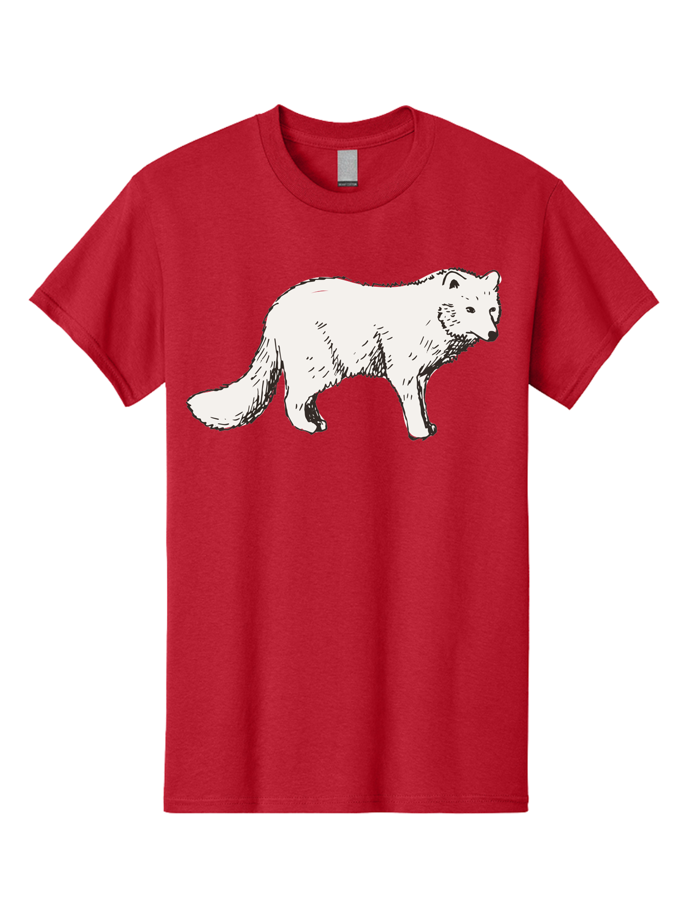 Arctic-Fox Men'S Graphic Tee, 100% Cotton, Comfortable Casual Summer Wear, Machine Washable, Arctic Fox, White Fur, Wild Animal, Wildlife Illustration, Cartoon Style, Simple Lines, Hand-Drawn, Furry Texture, Animal Portrait -  Aaa741
