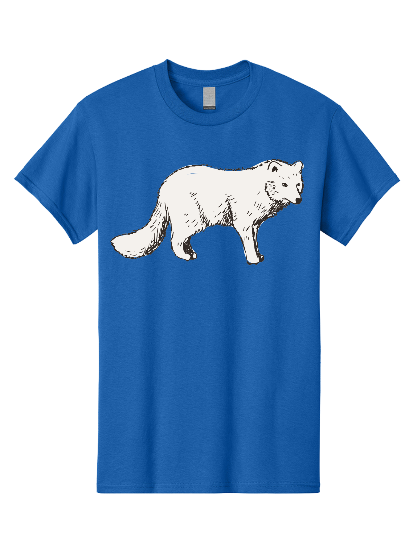Arctic-Fox Men'S Graphic Tee, 100% Cotton, Comfortable Casual Summer Wear, Machine Washable, Arctic Fox, White Fur, Wild Animal, Wildlife Illustration, Cartoon Style, Simple Lines, Hand-Drawn, Furry Texture, Animal Portrait -  Aaa741