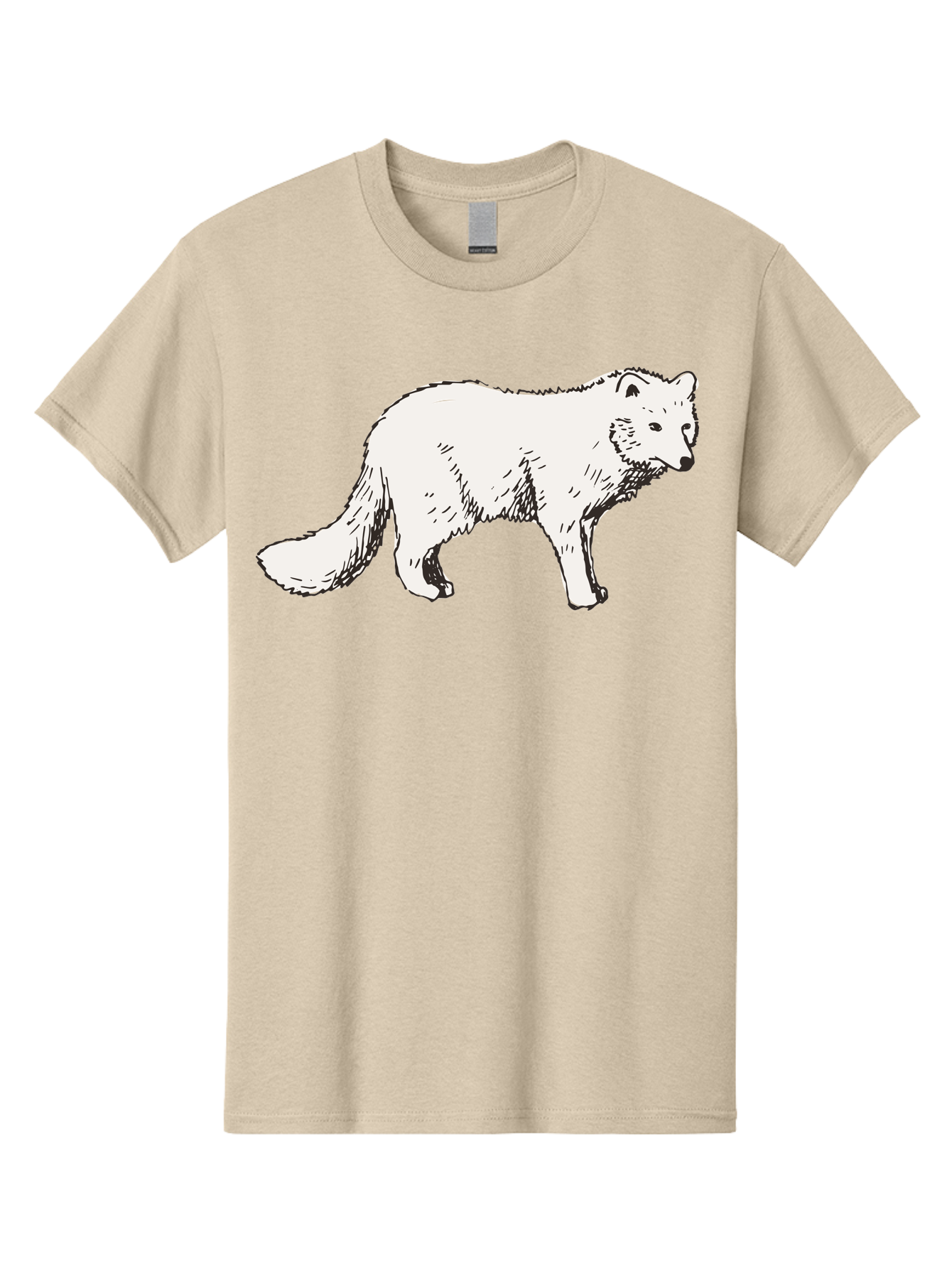 Arctic-Fox Men'S Graphic Tee, 100% Cotton, Comfortable Casual Summer Wear, Machine Washable, Arctic Fox, White Fur, Wild Animal, Wildlife Illustration, Cartoon Style, Simple Lines, Hand-Drawn, Furry Texture, Animal Portrait -  Aaa741