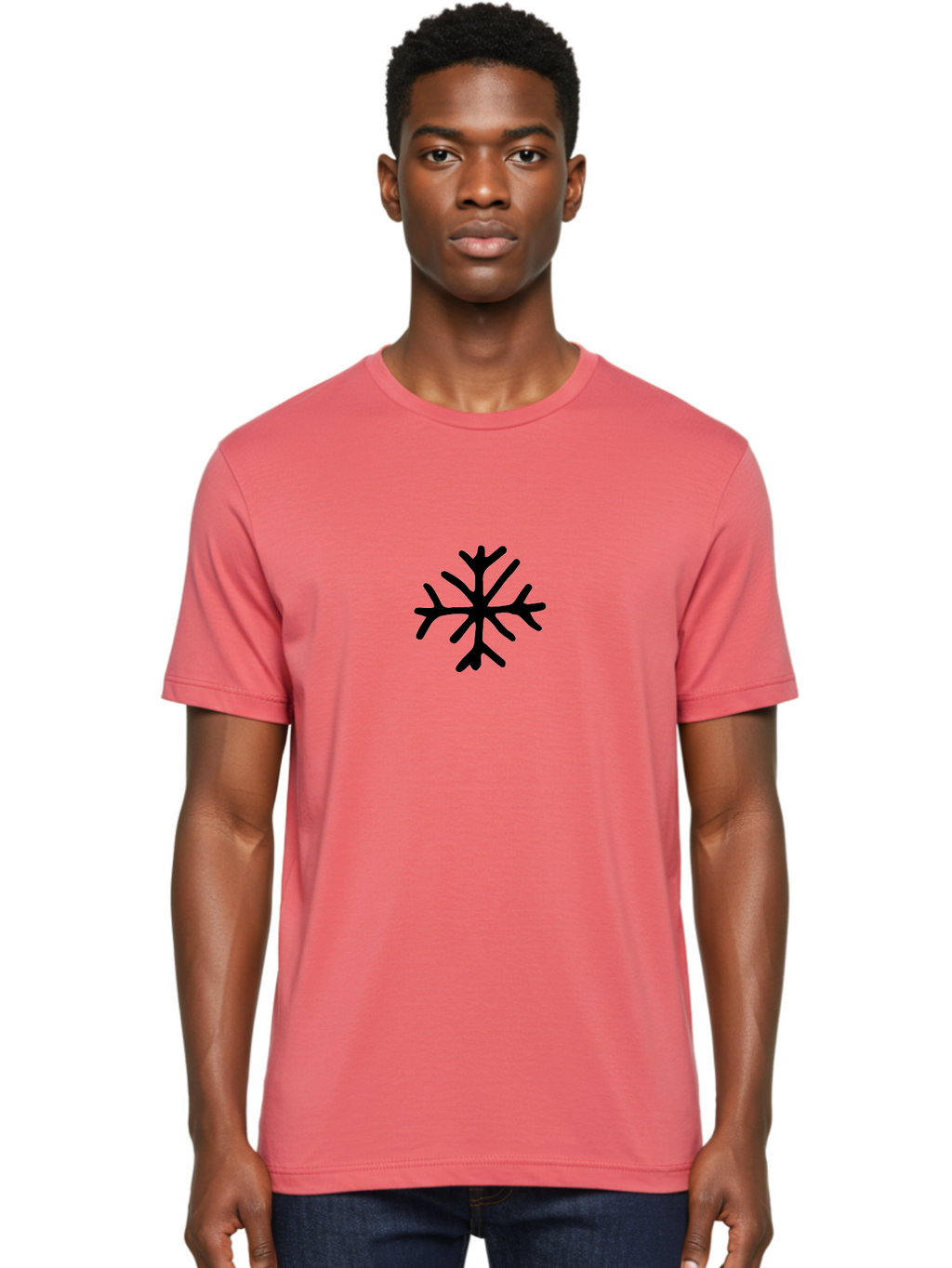 Asterisk-3 Men'S Graphic Tee, 100% Cotton, Comfortable Casual Summer Wear, Machine Washable, Black Snowflake, Winter Symbol, Frosty Design, Icy Pattern, Snow Crystal, Cold Weather Icon, Abstract Art, Simple Graphics -  Aaa746
