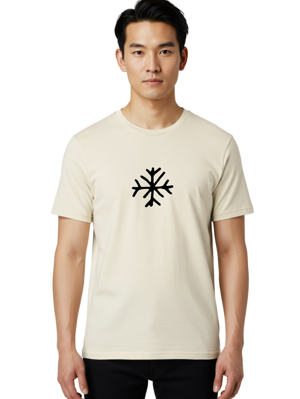 Asterisk-3 Men'S Graphic Tee, 100% Cotton, Comfortable Casual Summer Wear, Machine Washable, Black Snowflake, Winter Symbol, Frosty Design, Icy Pattern, Snow Crystal, Cold Weather Icon, Abstract Art, Simple Graphics -  Aaa746