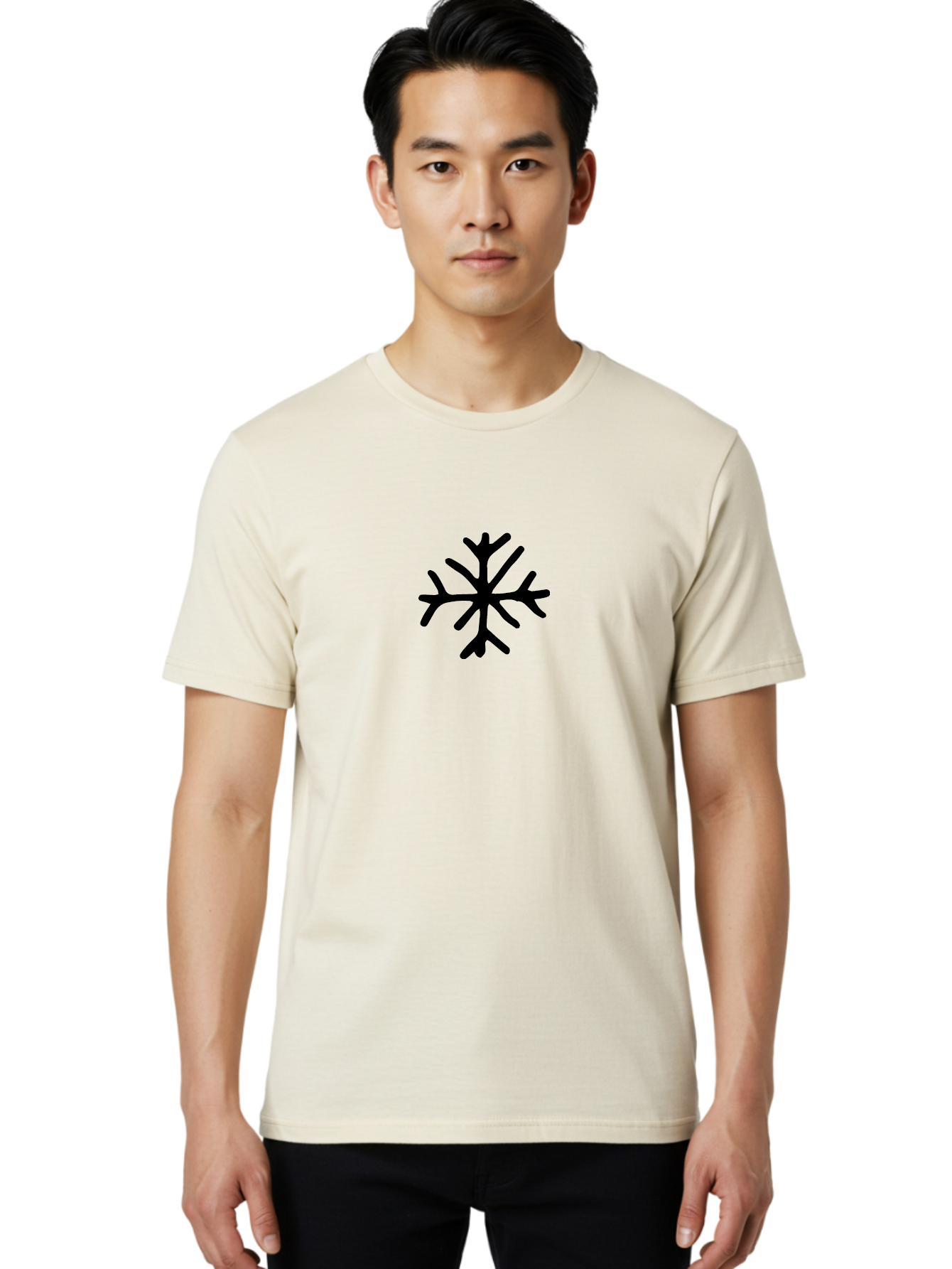 Asterisk-3 Men'S Graphic Tee, 100% Cotton, Comfortable Casual Summer Wear, Machine Washable, Black Snowflake, Winter Symbol, Frosty Design, Icy Pattern, Snow Crystal, Cold Weather Icon, Abstract Art, Simple Graphics -  Aaa746