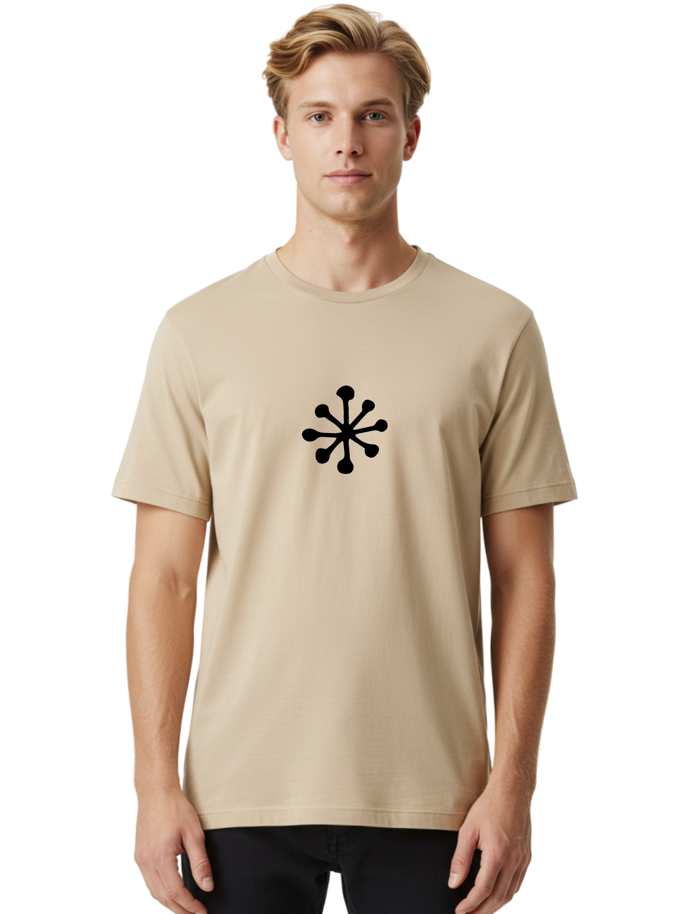 Asterisk-Symbol Men'S Graphic Tee, 100% Cotton, Comfortable Casual Summer Wear, Machine Washable, Asterisk Symbol, Black Asterisk, Abstract Design, Simple Graphics, Minimalist Art, Modern Logo, Symbol Icon -  Aaa747