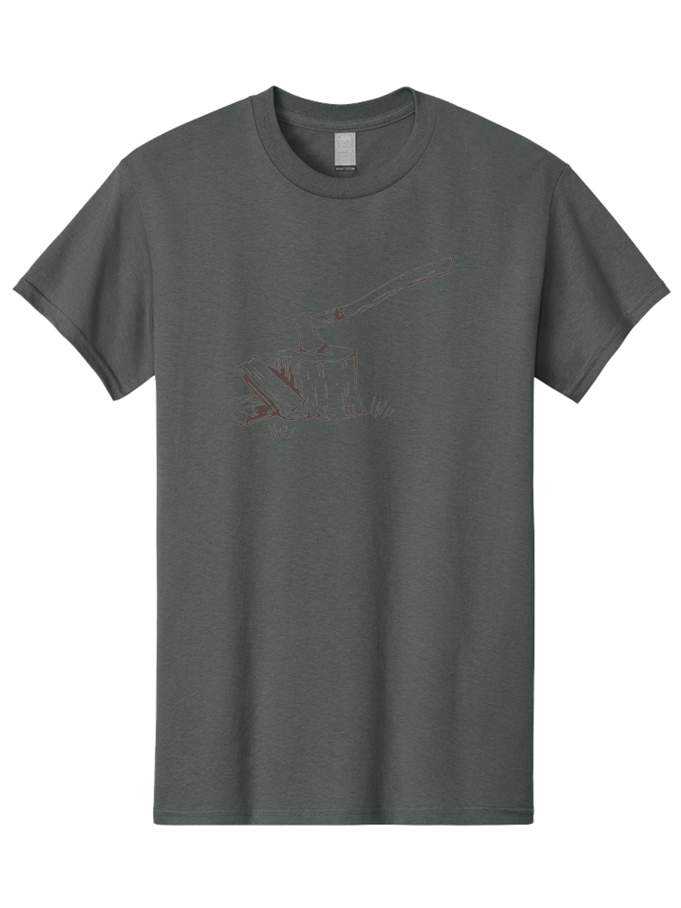 Axe-Chopping-Wood Men'S Graphic Tee, 100% Cotton, Comfortable Casual Summer Wear, Machine Washable, Axe On Chopping Block, Chopping Wood, Log Splitting, Firewood Preparation, Rustic Tools, Outdoor Activity, Axe Handle, Wooden Stump -  Aaa749