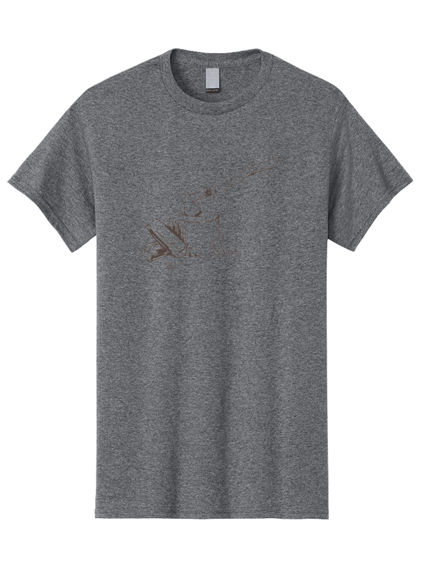 Axe-Chopping-Wood Men'S Graphic Tee, 100% Cotton, Comfortable Casual Summer Wear, Machine Washable, Axe On Chopping Block, Chopping Wood, Log Splitting, Firewood Preparation, Rustic Tools, Outdoor Activity, Axe Handle, Wooden Stump -  Aaa749