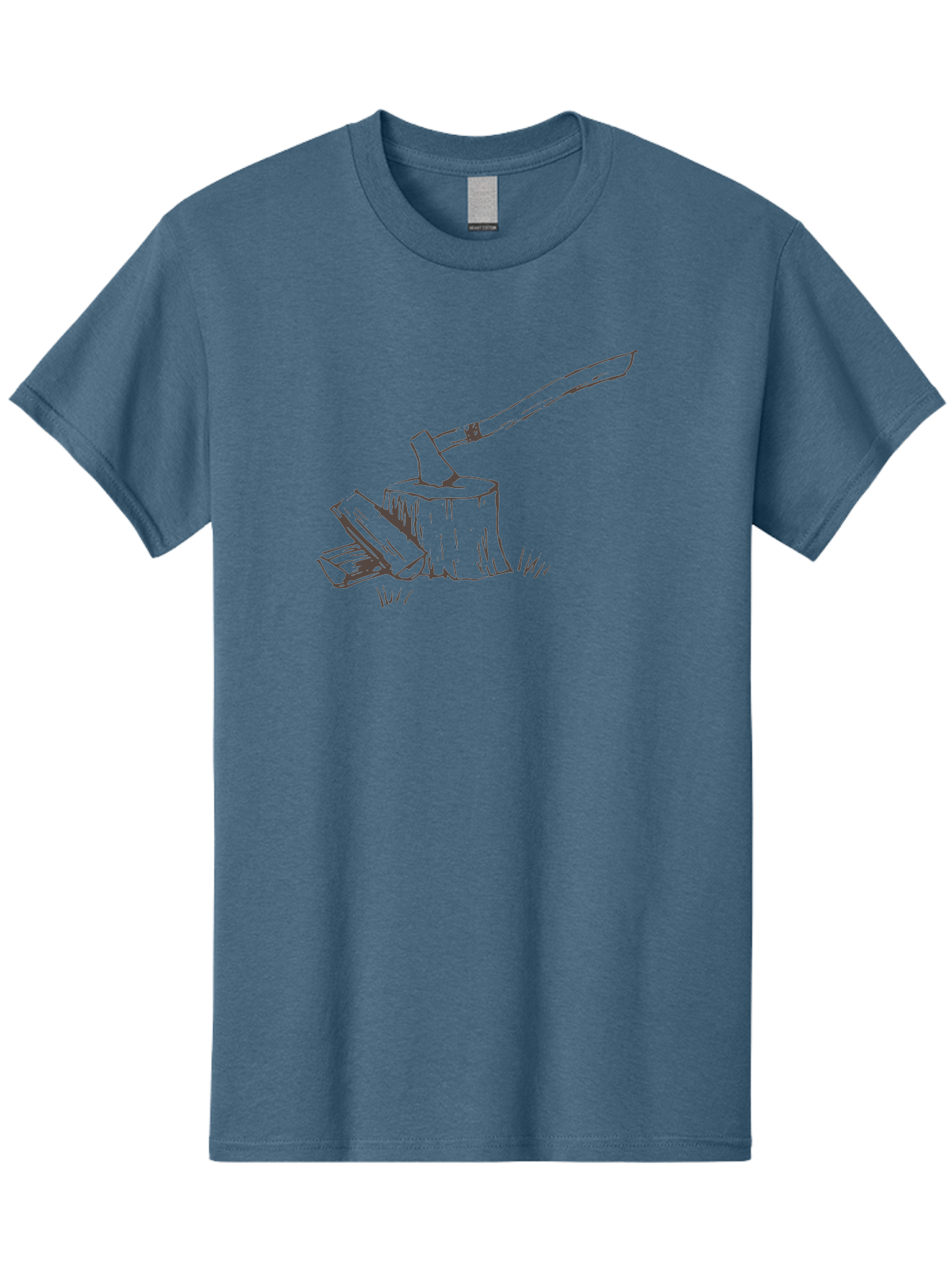 Axe-Chopping-Wood Men'S Graphic Tee, 100% Cotton, Comfortable Casual Summer Wear, Machine Washable, Axe On Chopping Block, Chopping Wood, Log Splitting, Firewood Preparation, Rustic Tools, Outdoor Activity, Axe Handle, Wooden Stump -  Aaa749