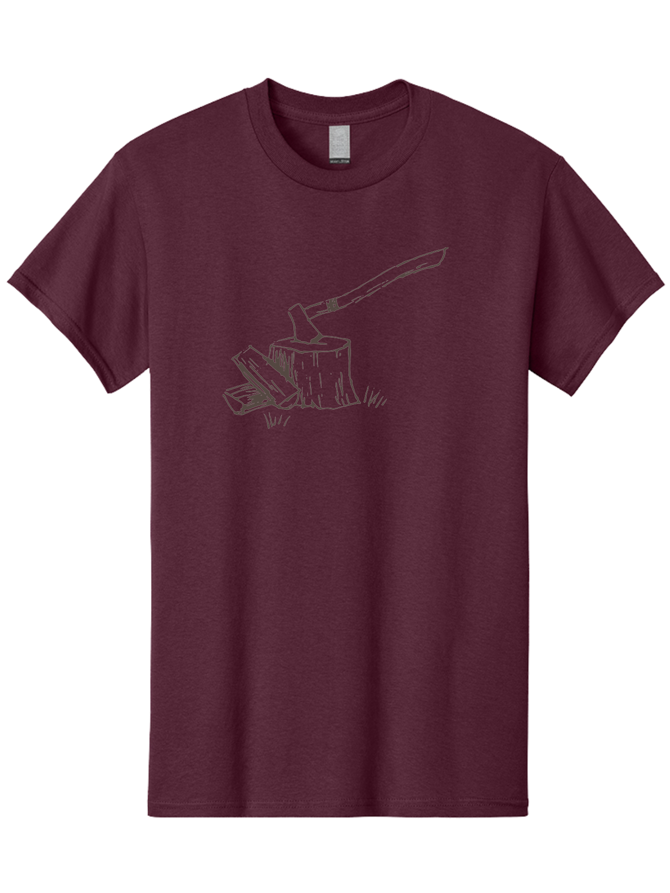 Axe-Chopping-Wood Men'S Graphic Tee, 100% Cotton, Comfortable Casual Summer Wear, Machine Washable, Axe On Chopping Block, Chopping Wood, Log Splitting, Firewood Preparation, Rustic Tools, Outdoor Activity, Axe Handle, Wooden Stump -  Aaa749