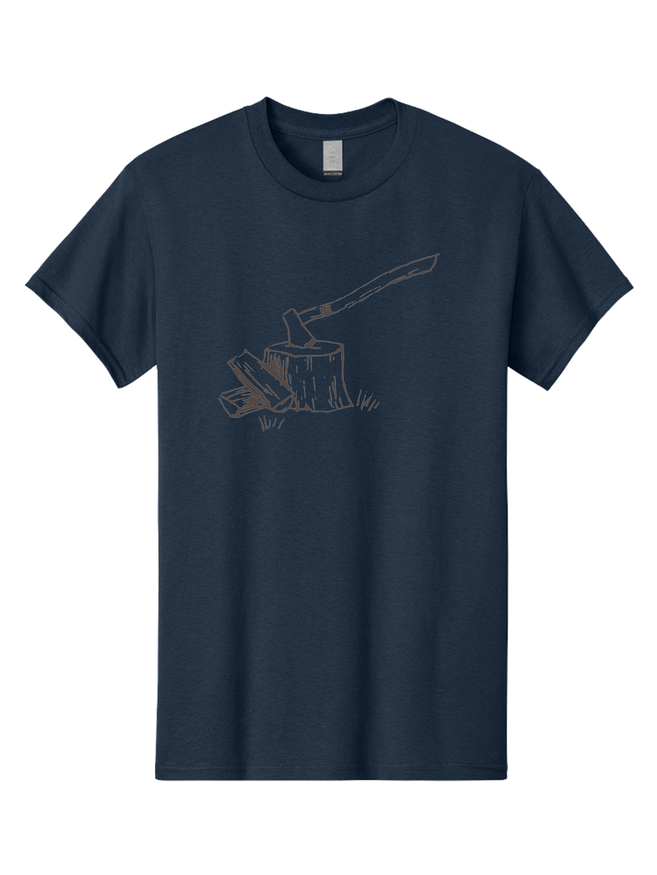 Axe-Chopping-Wood Men'S Graphic Tee, 100% Cotton, Comfortable Casual Summer Wear, Machine Washable, Axe On Chopping Block, Chopping Wood, Log Splitting, Firewood Preparation, Rustic Tools, Outdoor Activity, Axe Handle, Wooden Stump -  Aaa749