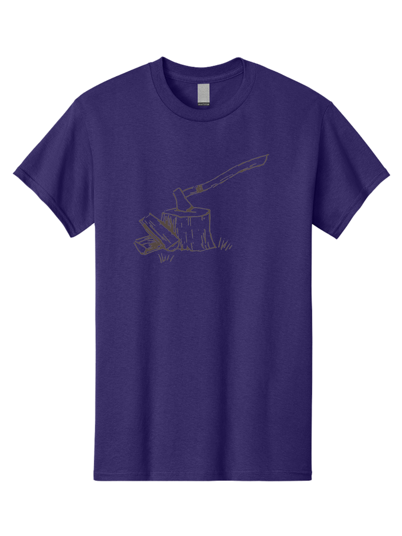 Axe-Chopping-Wood Men'S Graphic Tee, 100% Cotton, Comfortable Casual Summer Wear, Machine Washable, Axe On Chopping Block, Chopping Wood, Log Splitting, Firewood Preparation, Rustic Tools, Outdoor Activity, Axe Handle, Wooden Stump -  Aaa749