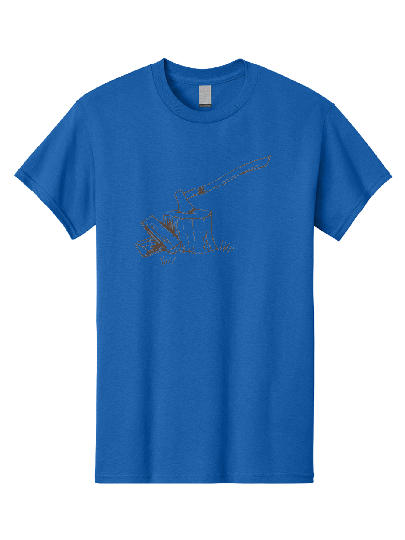 Axe-Chopping-Wood Men'S Graphic Tee, 100% Cotton, Comfortable Casual Summer Wear, Machine Washable, Axe On Chopping Block, Chopping Wood, Log Splitting, Firewood Preparation, Rustic Tools, Outdoor Activity, Axe Handle, Wooden Stump -  Aaa749