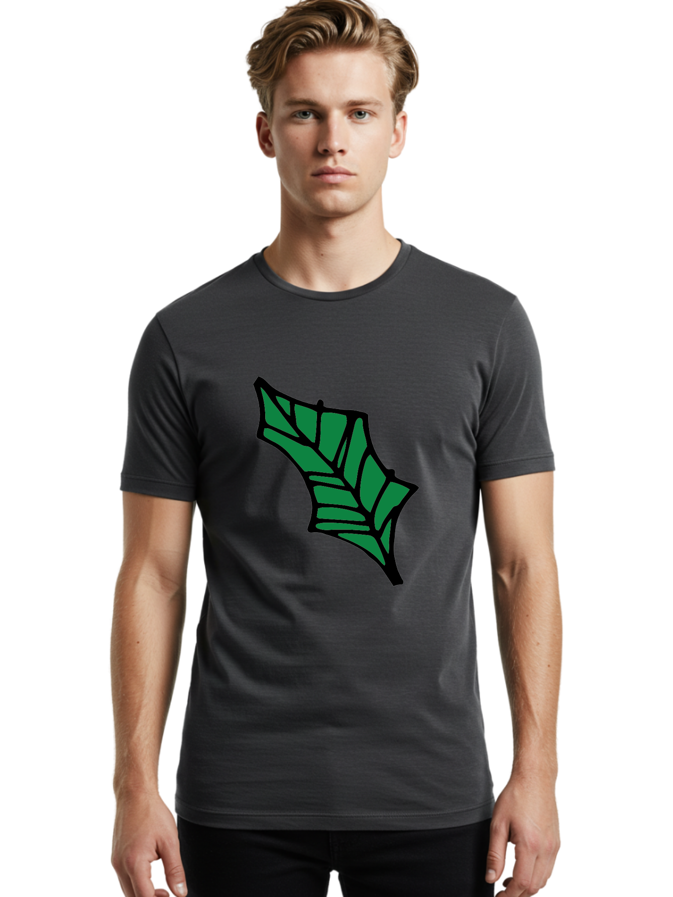 Bat-Wing-1 Men'S Graphic Tee, 100% Cotton, Comfortable Casual Summer Wear, Machine Washable, Bat, Black Outline, Green Fill, Abstract Shapes, Wing Pattern, Wildlife Art, Simple Design, Cartoon Style -  Aaa751