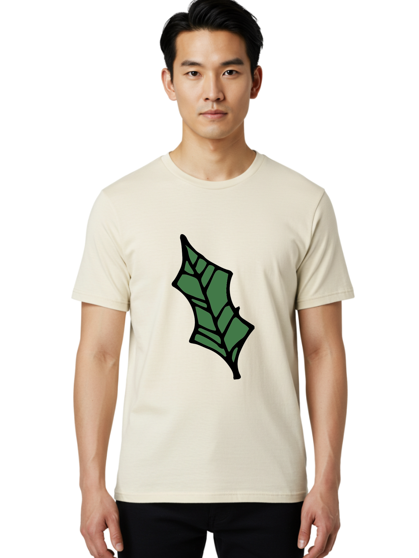 Bat-Wing Men'S Graphic Tee, 100% Cotton, Comfortable Casual Summer Wear, Machine Washable, Cartoon Bat, Simple Design, Dark Green, Black Outline, Geometric Shapes, Cartoon Style, Simple Illustration, Bat Symbol, Graphic Element -  Aaa752