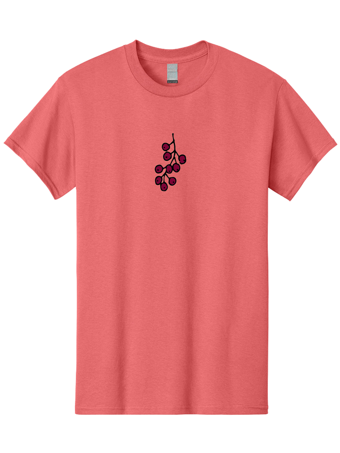 Berries Men'S Graphic Tee, 100% Cotton, Comfortable Casual Summer Wear, Machine Washable, Cluster Of Red Berries, Dark Red Color, Simple Design, Minimalist Illustration, Fruit Branch, Autumn Theme -  Aaa754