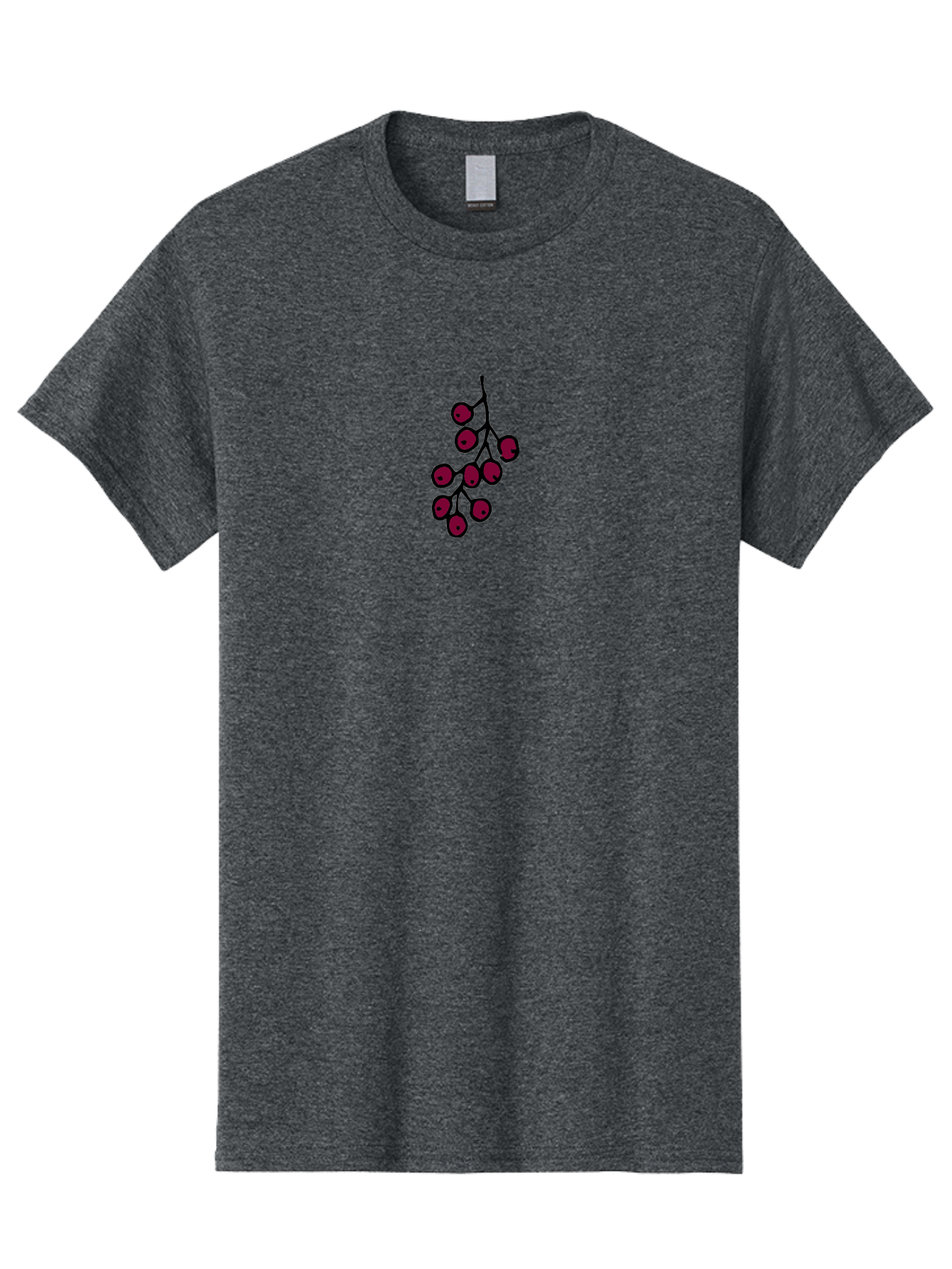 Berries Men'S Graphic Tee, 100% Cotton, Comfortable Casual Summer Wear, Machine Washable, Cluster Of Red Berries, Dark Red Color, Simple Design, Minimalist Illustration, Fruit Branch, Autumn Theme -  Aaa754