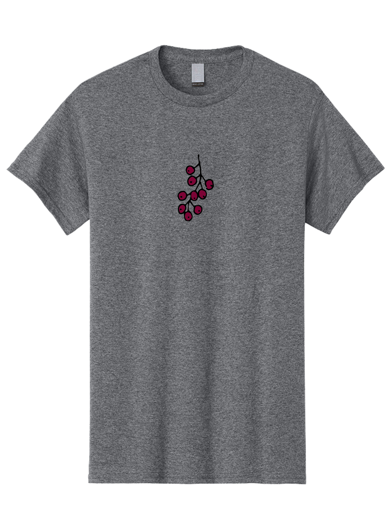 Berries Men'S Graphic Tee, 100% Cotton, Comfortable Casual Summer Wear, Machine Washable, Cluster Of Red Berries, Dark Red Color, Simple Design, Minimalist Illustration, Fruit Branch, Autumn Theme -  Aaa754