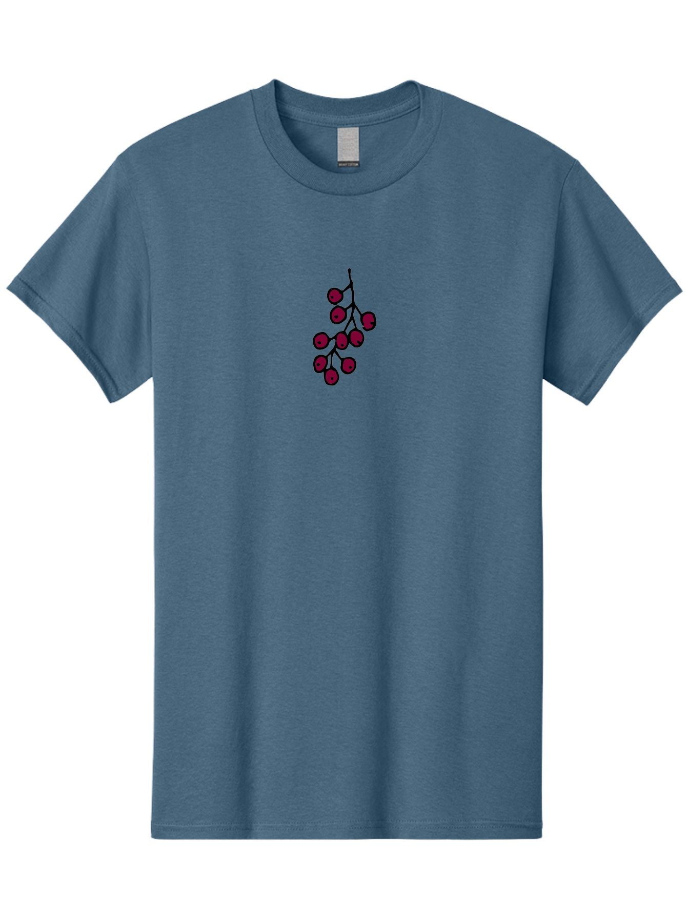 Berries Men'S Graphic Tee, 100% Cotton, Comfortable Casual Summer Wear, Machine Washable, Cluster Of Red Berries, Dark Red Color, Simple Design, Minimalist Illustration, Fruit Branch, Autumn Theme -  Aaa754
