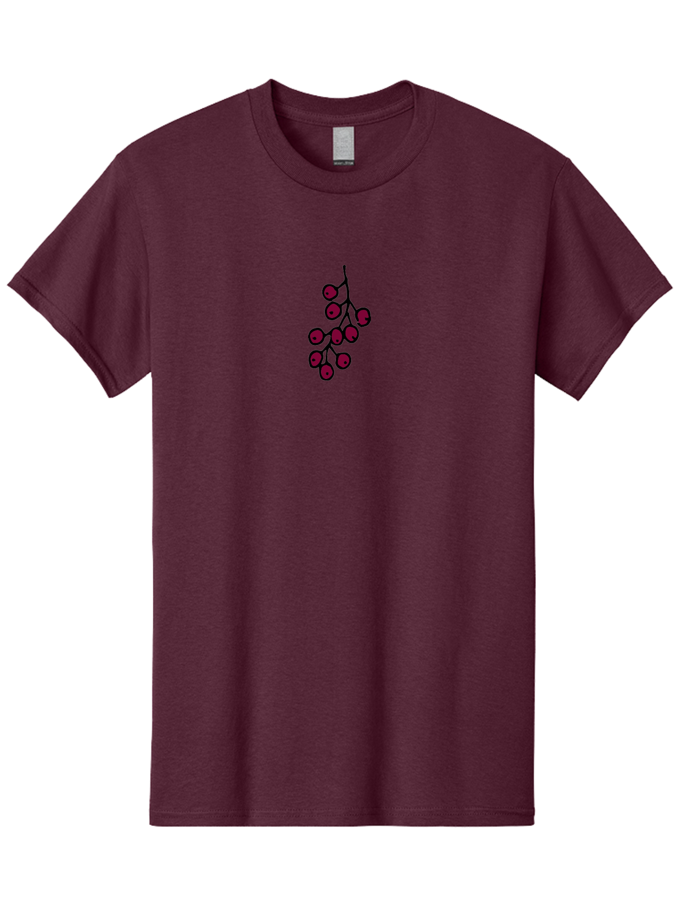 Berries Men'S Graphic Tee, 100% Cotton, Comfortable Casual Summer Wear, Machine Washable, Cluster Of Red Berries, Dark Red Color, Simple Design, Minimalist Illustration, Fruit Branch, Autumn Theme -  Aaa754