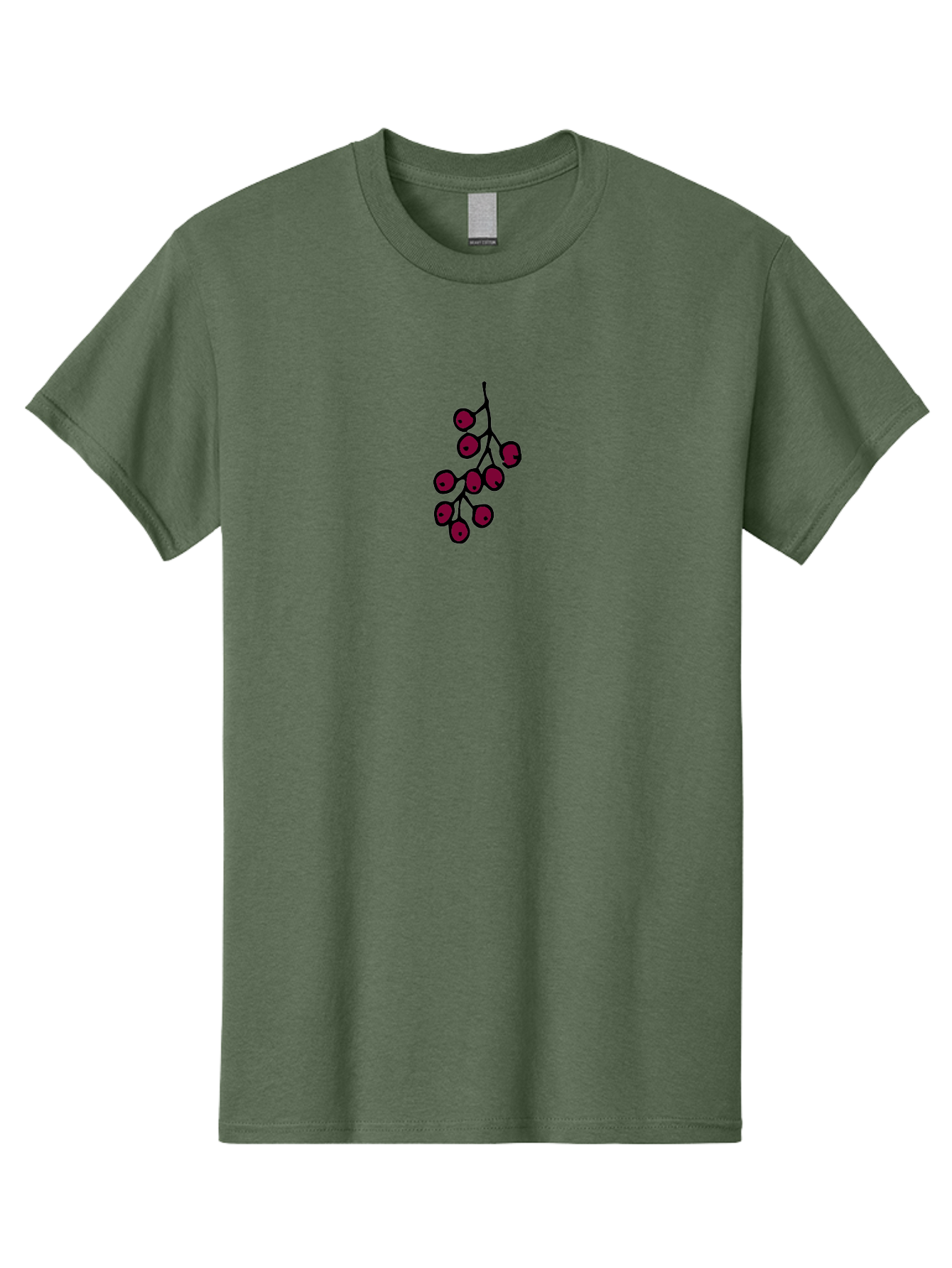 Berries Men'S Graphic Tee, 100% Cotton, Comfortable Casual Summer Wear, Machine Washable, Cluster Of Red Berries, Dark Red Color, Simple Design, Minimalist Illustration, Fruit Branch, Autumn Theme -  Aaa754