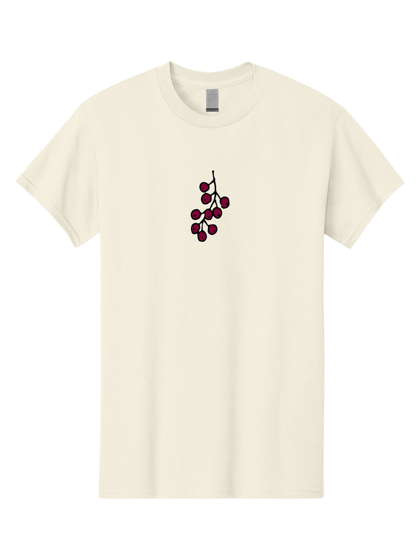 Berries Men'S Graphic Tee, 100% Cotton, Comfortable Casual Summer Wear, Machine Washable, Cluster Of Red Berries, Dark Red Color, Simple Design, Minimalist Illustration, Fruit Branch, Autumn Theme -  Aaa754