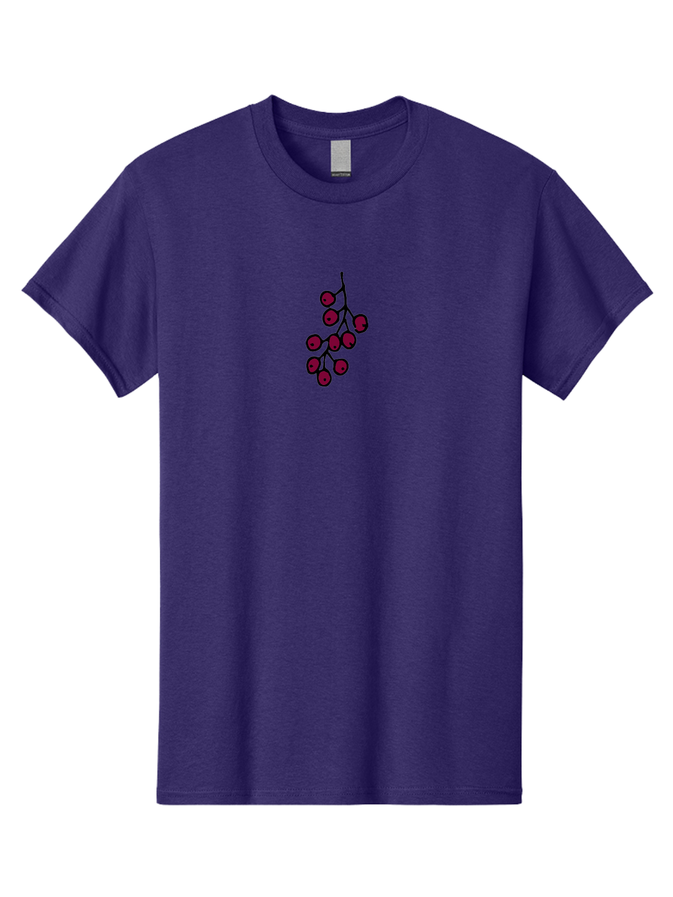 Berries Men'S Graphic Tee, 100% Cotton, Comfortable Casual Summer Wear, Machine Washable, Cluster Of Red Berries, Dark Red Color, Simple Design, Minimalist Illustration, Fruit Branch, Autumn Theme -  Aaa754