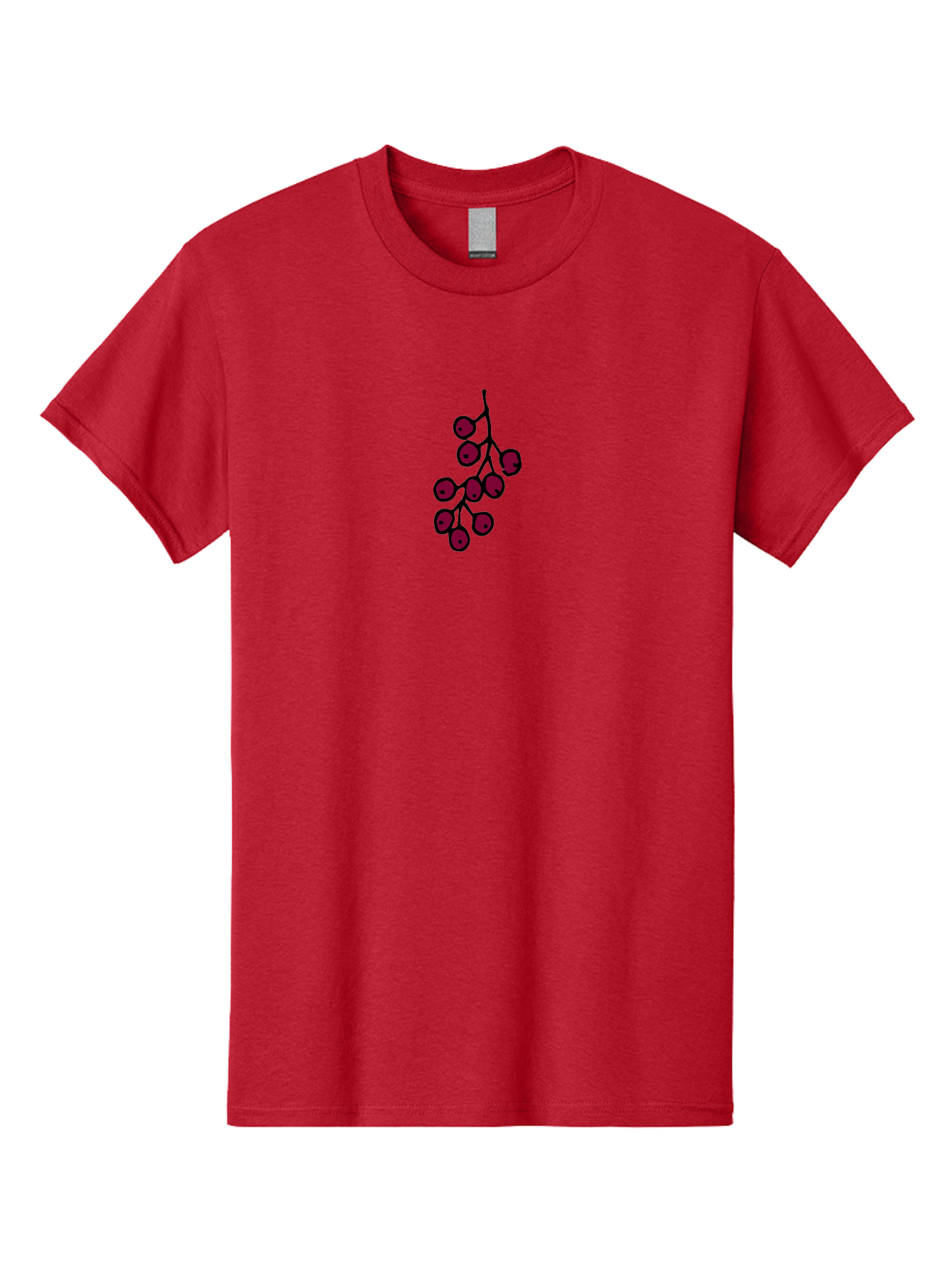 Berries Men'S Graphic Tee, 100% Cotton, Comfortable Casual Summer Wear, Machine Washable, Cluster Of Red Berries, Dark Red Color, Simple Design, Minimalist Illustration, Fruit Branch, Autumn Theme -  Aaa754