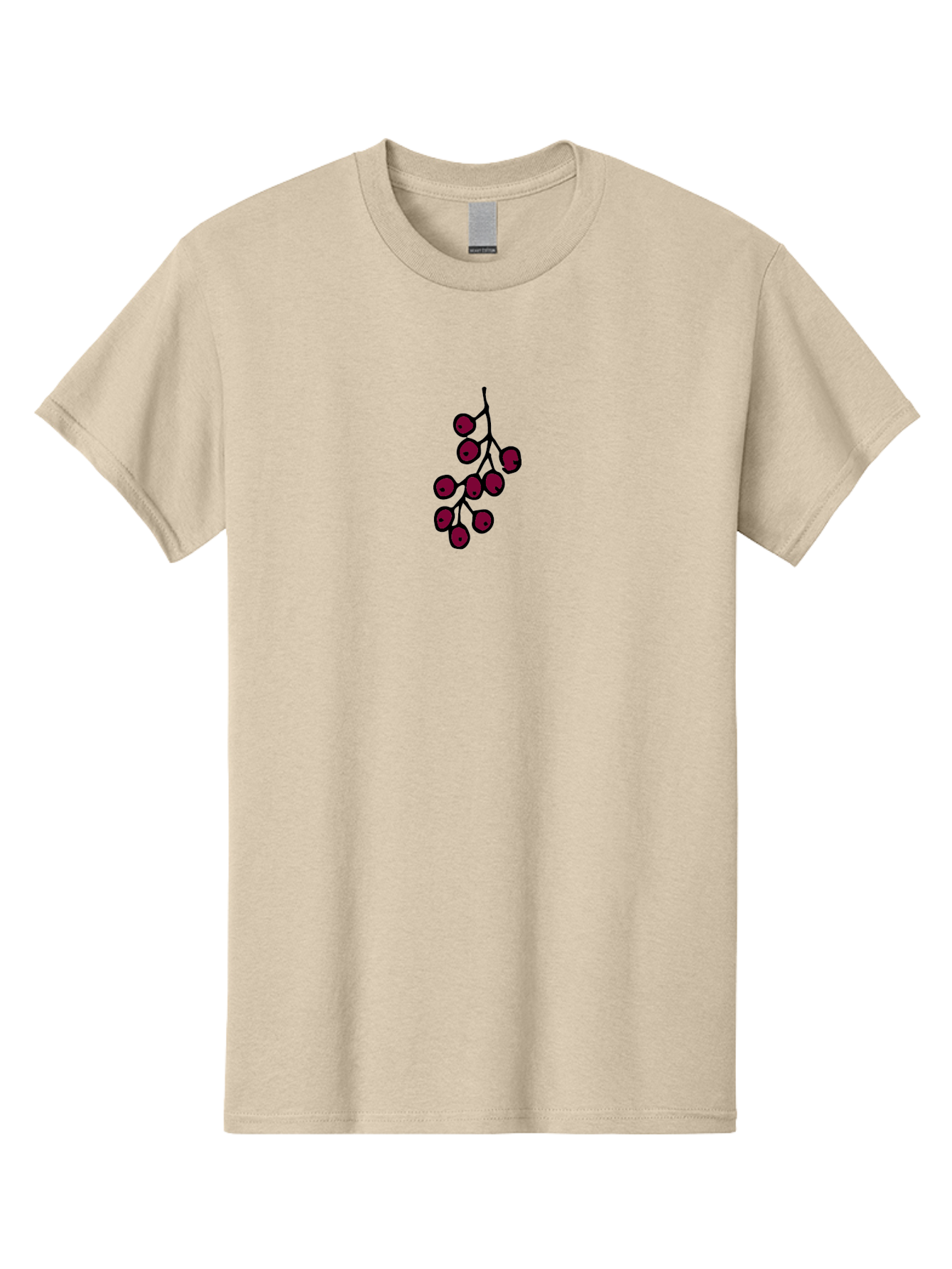 Berries Men'S Graphic Tee, 100% Cotton, Comfortable Casual Summer Wear, Machine Washable, Cluster Of Red Berries, Dark Red Color, Simple Design, Minimalist Illustration, Fruit Branch, Autumn Theme -  Aaa754