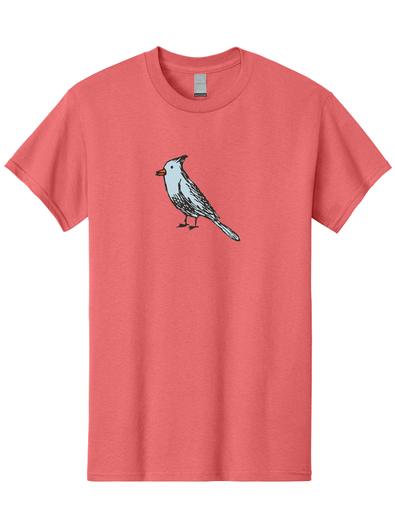 Bird-1 Men'S Graphic Tee, 100% Cotton, Comfortable Casual Summer Wear, Machine Washable, Cartoon Bird, Simple Drawing, White Bird, Black Feathers, Orange Beak, Childish Art, Minimalist Design, Stylized Illustration, Simple Shapes, Cute Bird -  Aaa755
