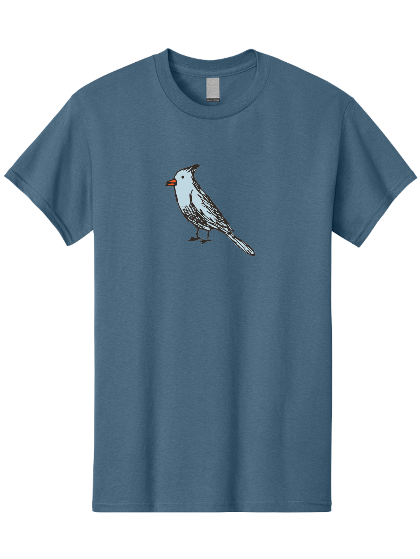 Bird-1 Men'S Graphic Tee, 100% Cotton, Comfortable Casual Summer Wear, Machine Washable, Cartoon Bird, Simple Drawing, White Bird, Black Feathers, Orange Beak, Childish Art, Minimalist Design, Stylized Illustration, Simple Shapes, Cute Bird -  Aaa755