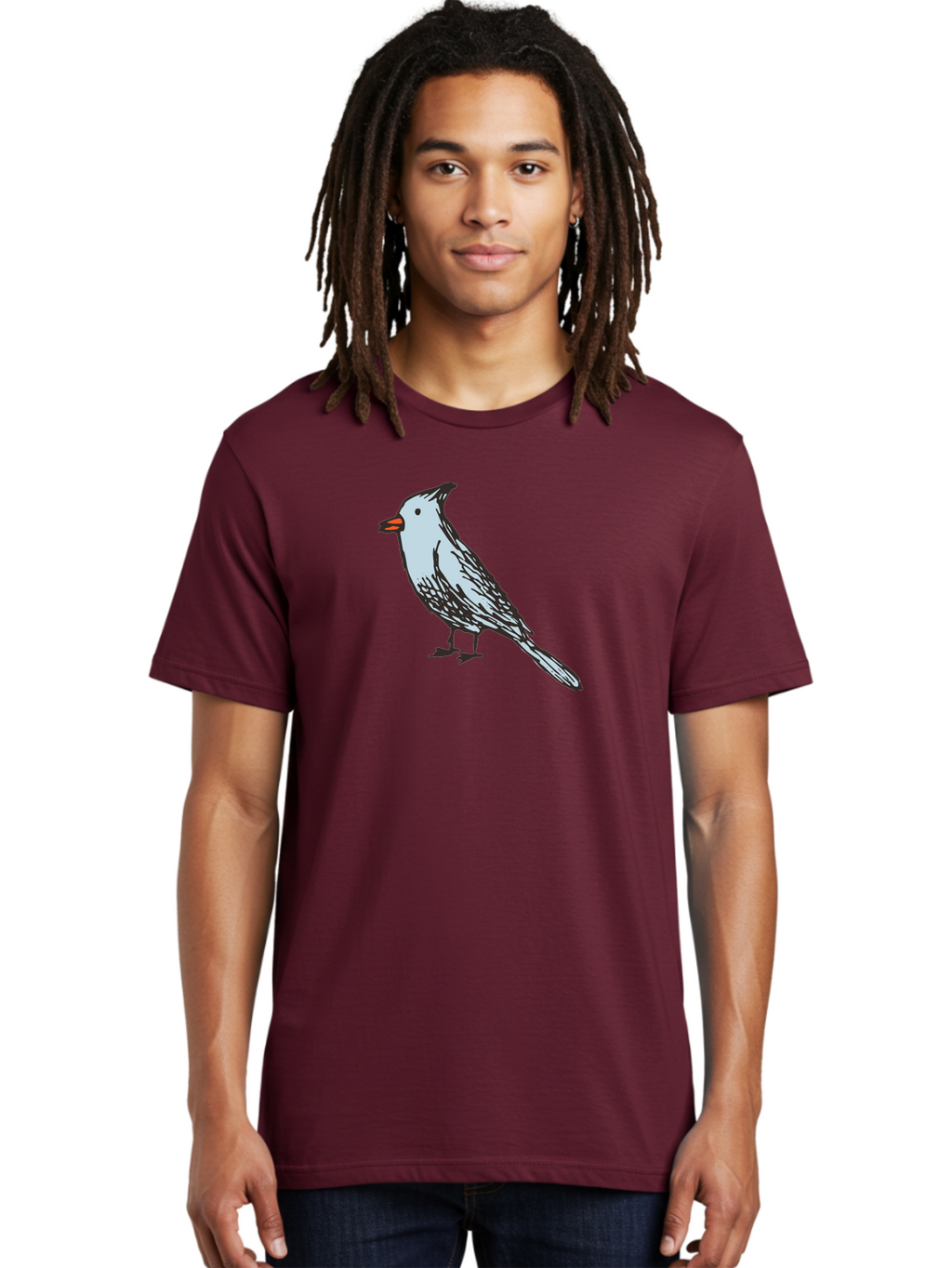 Bird-1 Men'S Graphic Tee, 100% Cotton, Comfortable Casual Summer Wear, Machine Washable, Cartoon Bird, Simple Drawing, White Bird, Black Feathers, Orange Beak, Childish Art, Minimalist Design, Stylized Illustration, Simple Shapes, Cute Bird -  Aaa755