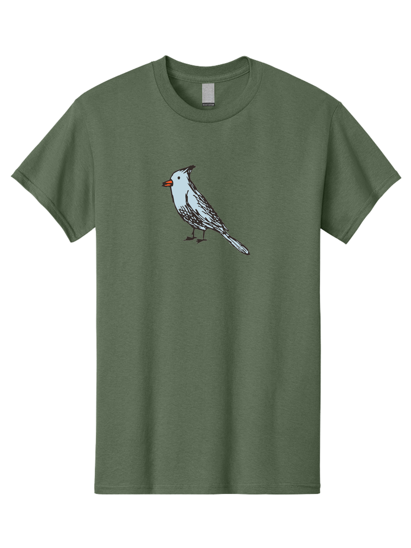 Bird-1 Men'S Graphic Tee, 100% Cotton, Comfortable Casual Summer Wear, Machine Washable, Cartoon Bird, Simple Drawing, White Bird, Black Feathers, Orange Beak, Childish Art, Minimalist Design, Stylized Illustration, Simple Shapes, Cute Bird -  Aaa755