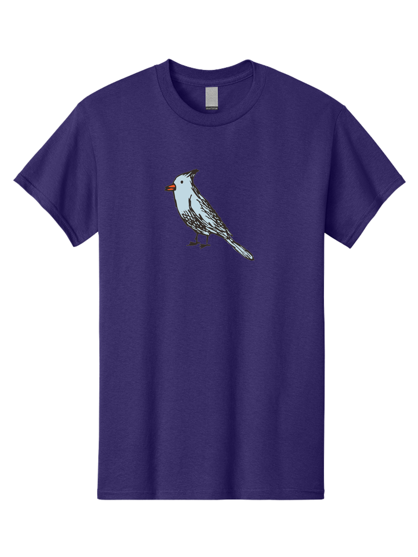 Bird-1 Men'S Graphic Tee, 100% Cotton, Comfortable Casual Summer Wear, Machine Washable, Cartoon Bird, Simple Drawing, White Bird, Black Feathers, Orange Beak, Childish Art, Minimalist Design, Stylized Illustration, Simple Shapes, Cute Bird -  Aaa755