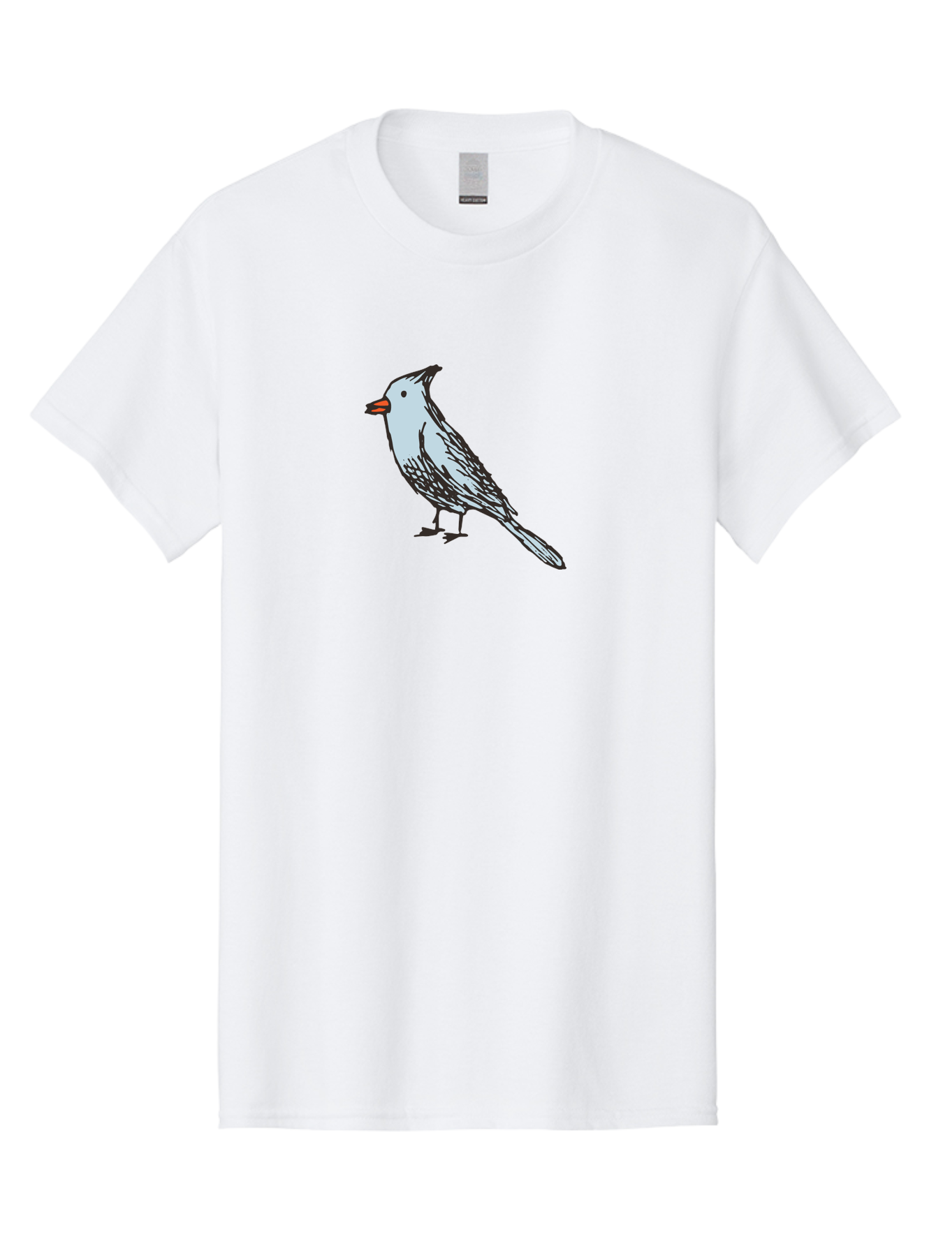 Bird-1 Men'S Graphic Tee, 100% Cotton, Comfortable Casual Summer Wear, Machine Washable, Cartoon Bird, Simple Drawing, White Bird, Black Feathers, Orange Beak, Childish Art, Minimalist Design, Stylized Illustration, Simple Shapes, Cute Bird -  Aaa755