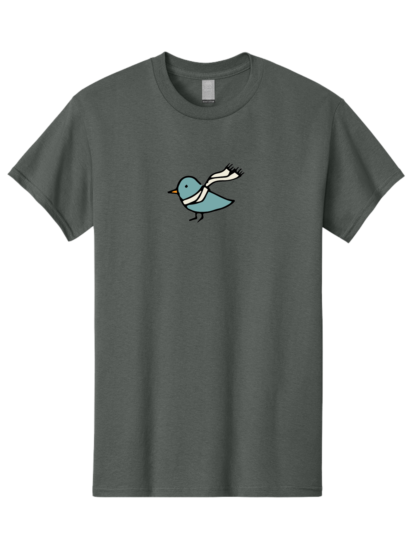 Bird-In-Scarf Men'S Graphic Tee, 100% Cotton, Comfortable Casual Summer Wear, Machine Washable, Cartoon Bird, Bird Wearing Scarf, Winter Bird, Bird In Flight, Blue Bird, Bird Illustration, Simple Design, Whimsical Art, Minimalist Style, -  Aaa756