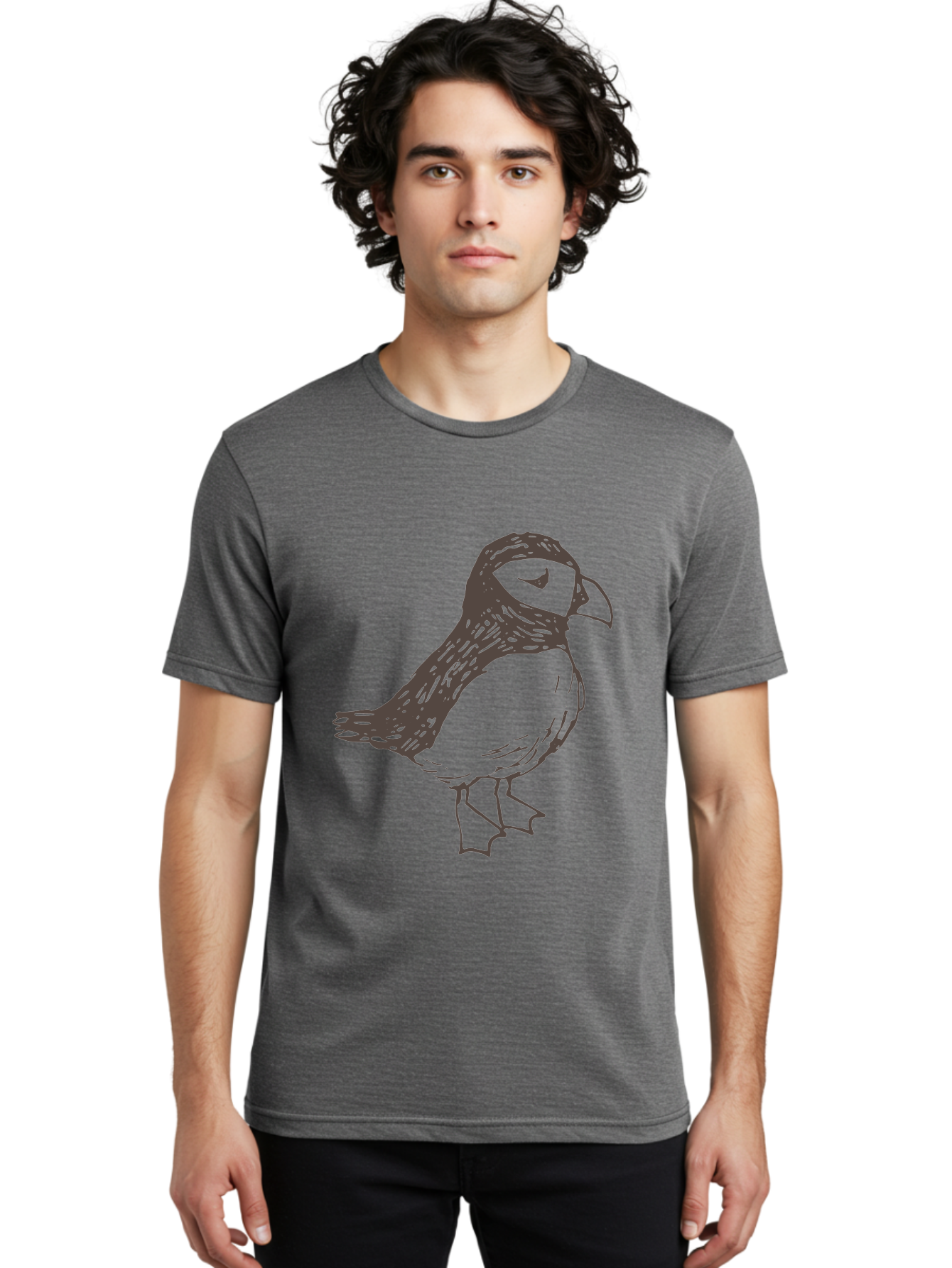 Bird Men'S Graphic Tee, 100% Cotton, Comfortable Casual Summer Wear, Machine Washable, Sketch Of Bird, Bird Drawing, Simple Art, Minimalist Design, Bird Species, Wildlife Illustration, Birdwatching, Nature Art -  Aaa757