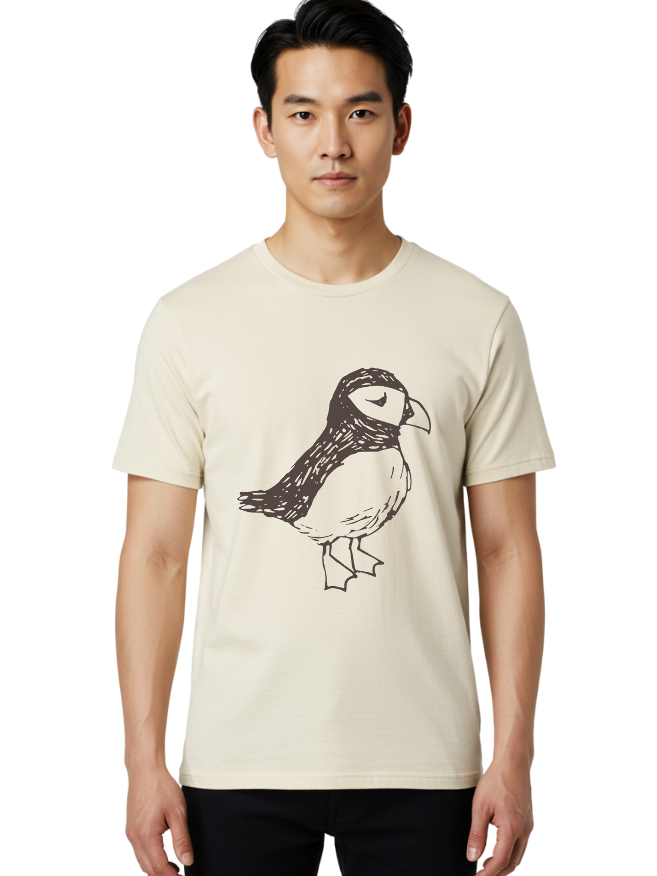 Bird Men'S Graphic Tee, 100% Cotton, Comfortable Casual Summer Wear, Machine Washable, Sketch Of Bird, Bird Drawing, Simple Art, Minimalist Design, Bird Species, Wildlife Illustration, Birdwatching, Nature Art -  Aaa757