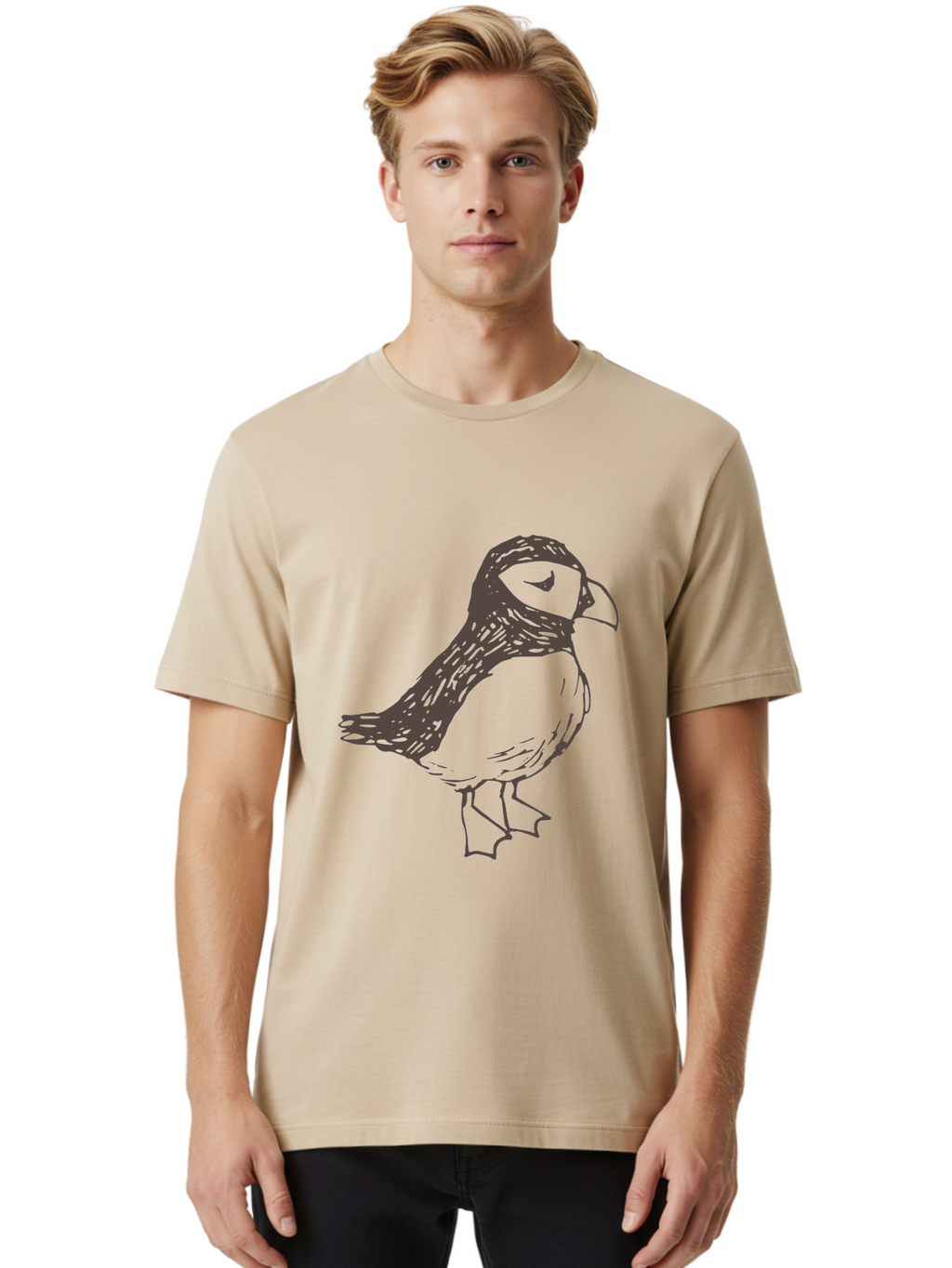 Bird Men'S Graphic Tee, 100% Cotton, Comfortable Casual Summer Wear, Machine Washable, Sketch Of Bird, Bird Drawing, Simple Art, Minimalist Design, Bird Species, Wildlife Illustration, Birdwatching, Nature Art -  Aaa757