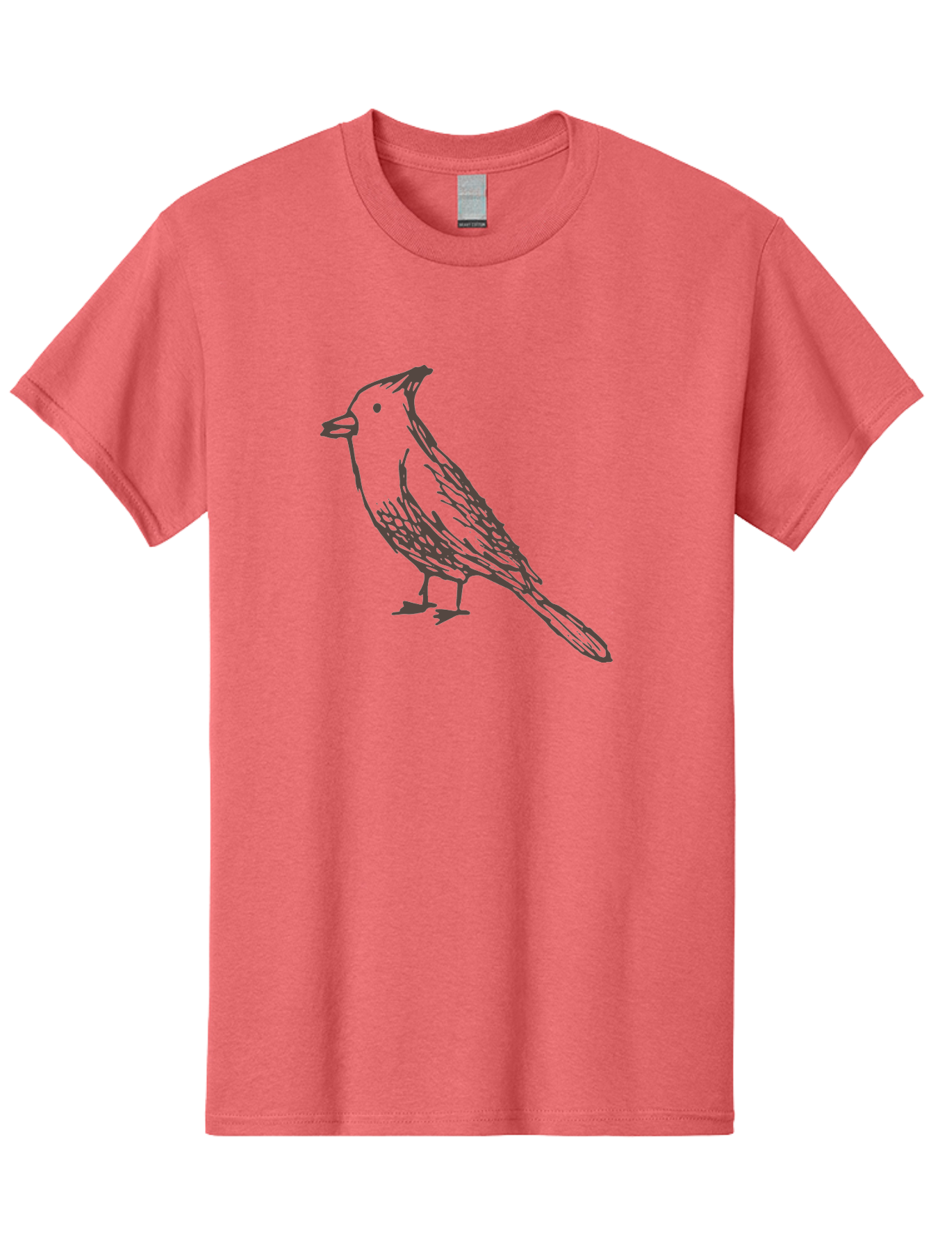 Black-Bird Men'S Graphic Tee, 100% Cotton, Comfortable Casual Summer Wear, Machine Washable, Simple Line Drawing, Bird Silhouette, Wildlife Art, Minimalist Design, Feathered Friend, Songbird -  Aaa758